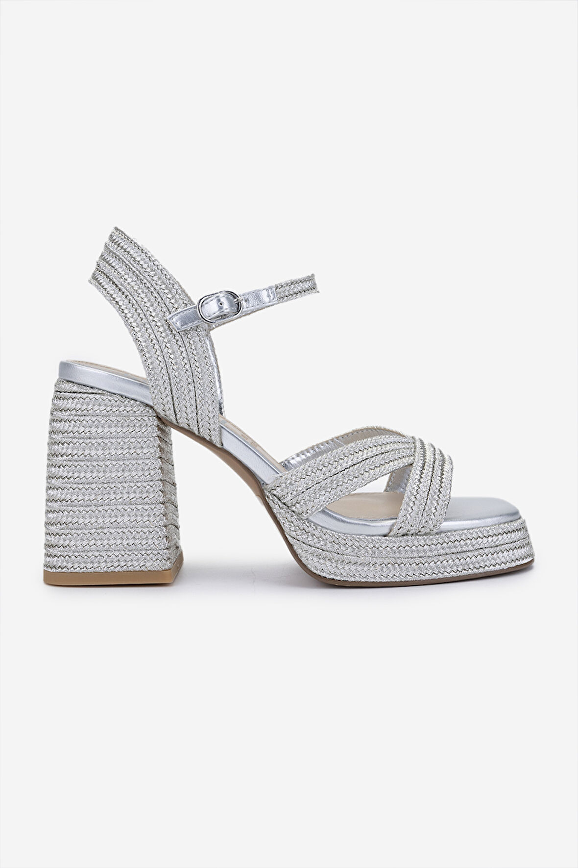 Valmenti Kadın Vegan/Tekstil Topuklu Sandalet 1141 HAVANA-002 BN SNDLT Y25 SILVER ROPE