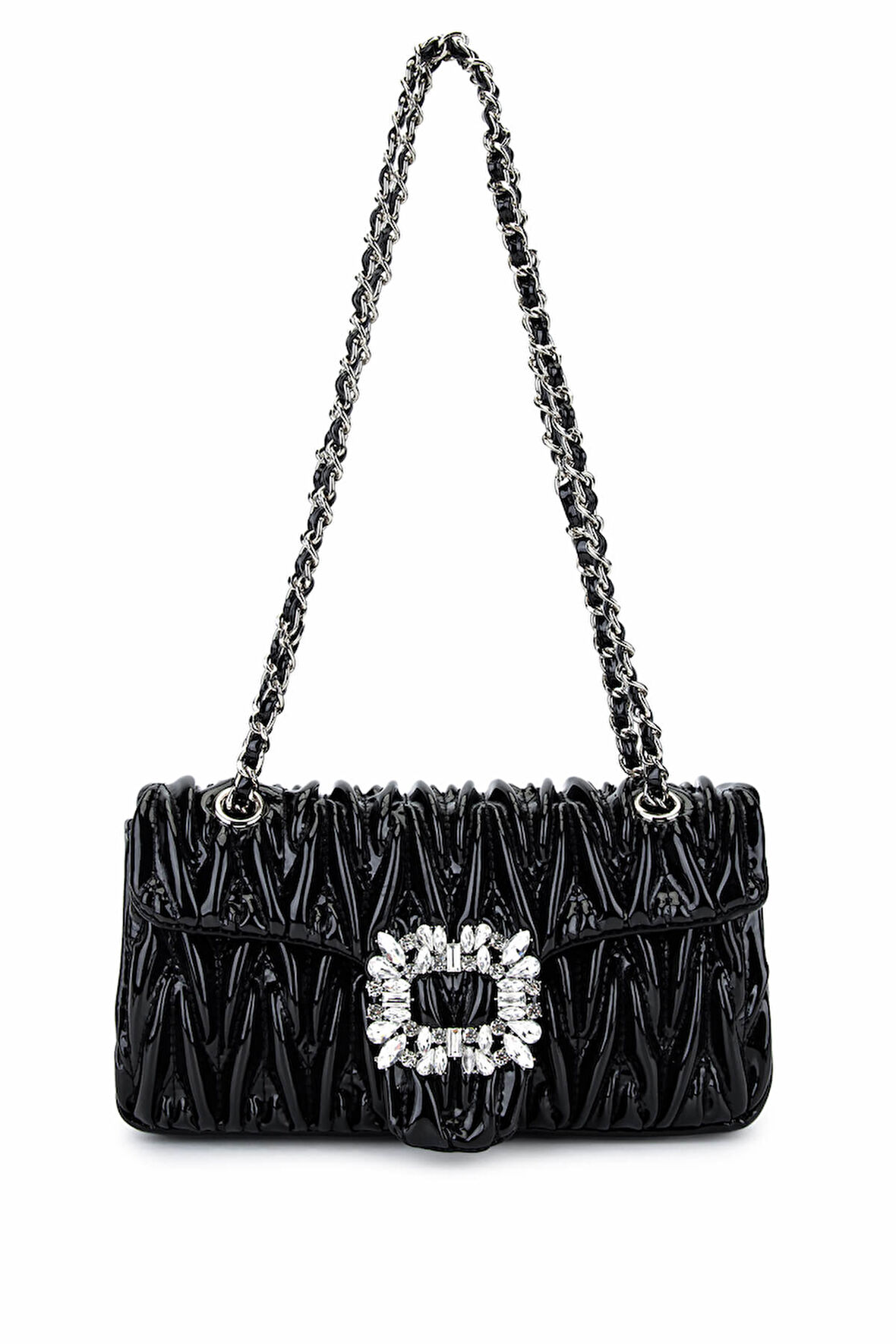 Tamer Tanca Kadın Suni Deri Siyah Rugan Omuz Çanta 921 27123 BN CNT SK25-26 SIYAH RGN