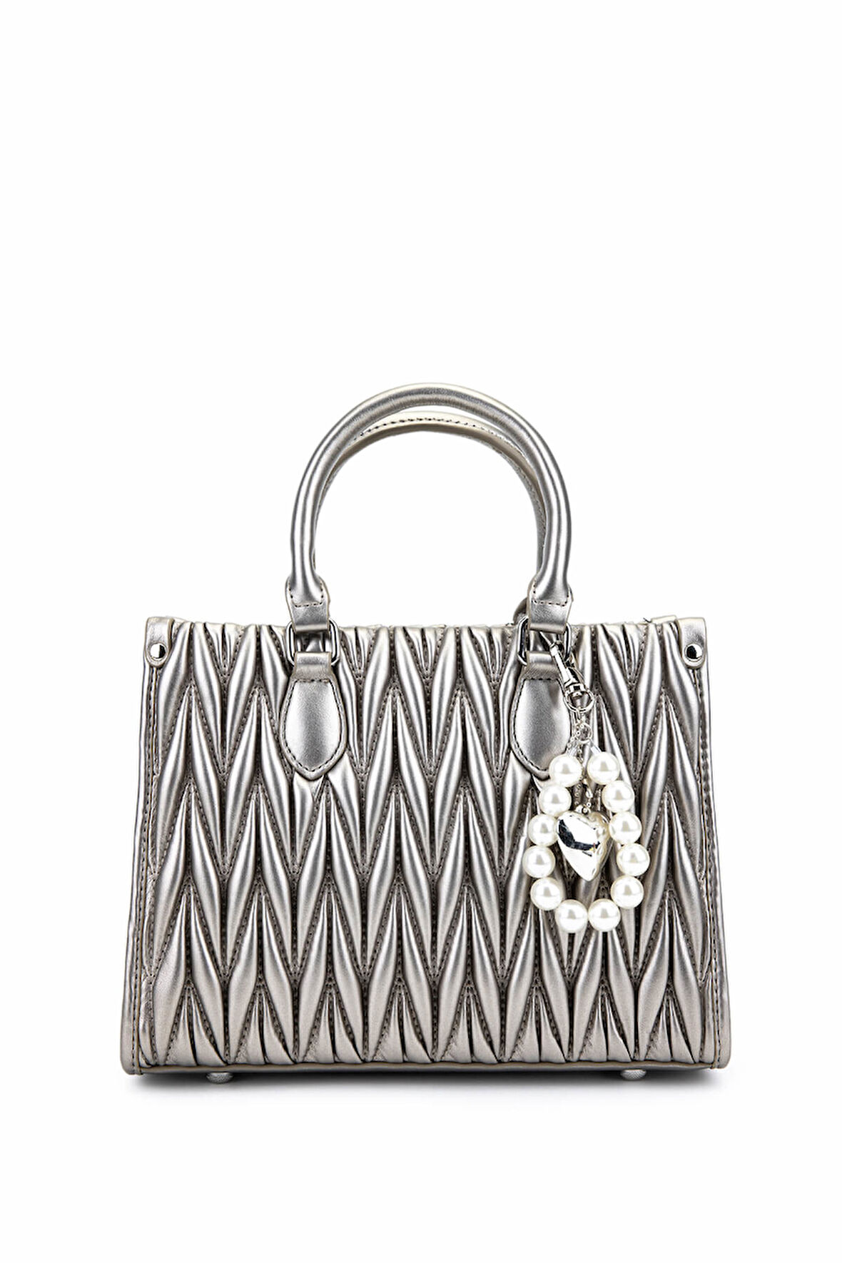 Tamer Tanca Kadın Suni Deri Metalik Omuz Çanta 921 27127 BN CNT SK25-26 PLATIN