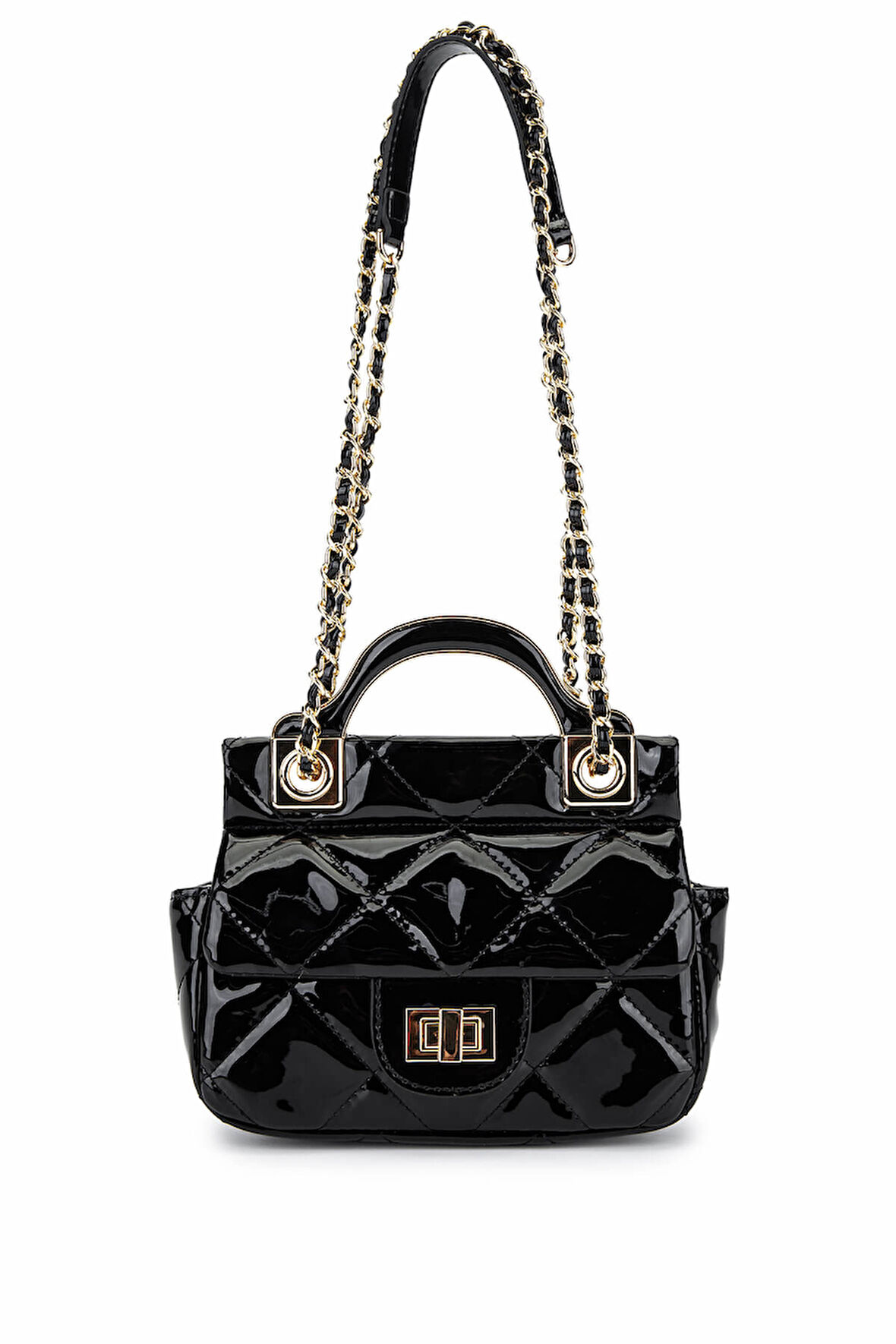 Tamer Tanca Kadın Suni Deri Siyah Rugan Omuz Çanta 921 27129 BN CNT SK25-26 SIYAH RGN