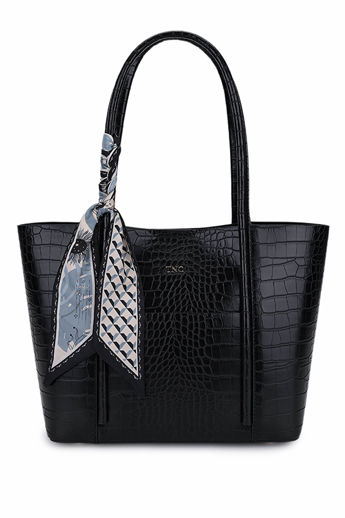 Tamer Tanca Kadın Suni Deri Siyah Kroko Omuz Çanta 921 26857-1 BN CNT SK25-26 SIYAH KROKO