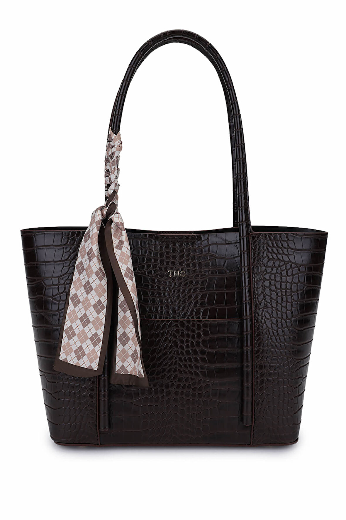 Tamer Tanca Kadın Suni Deri Kahverengi Kroko Omuz Çanta 921 26857-1 BN CNT SK25-26 KAHVE KROKO