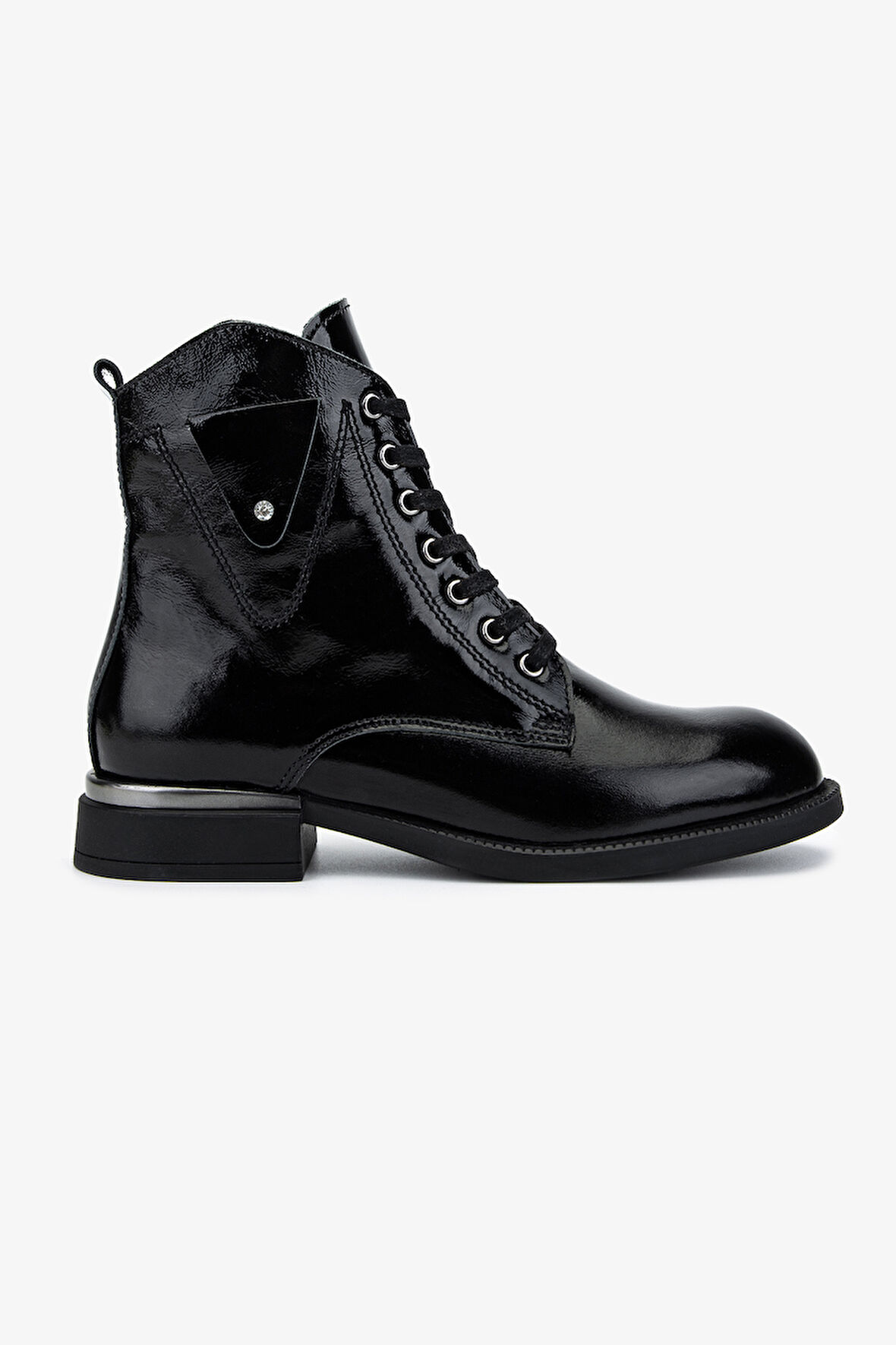 Valmenti Kadın Hakiki Deri Siyah Rugan Düz Bot 849 202513 BN BOT SK25-26 SIYAH RUGAN