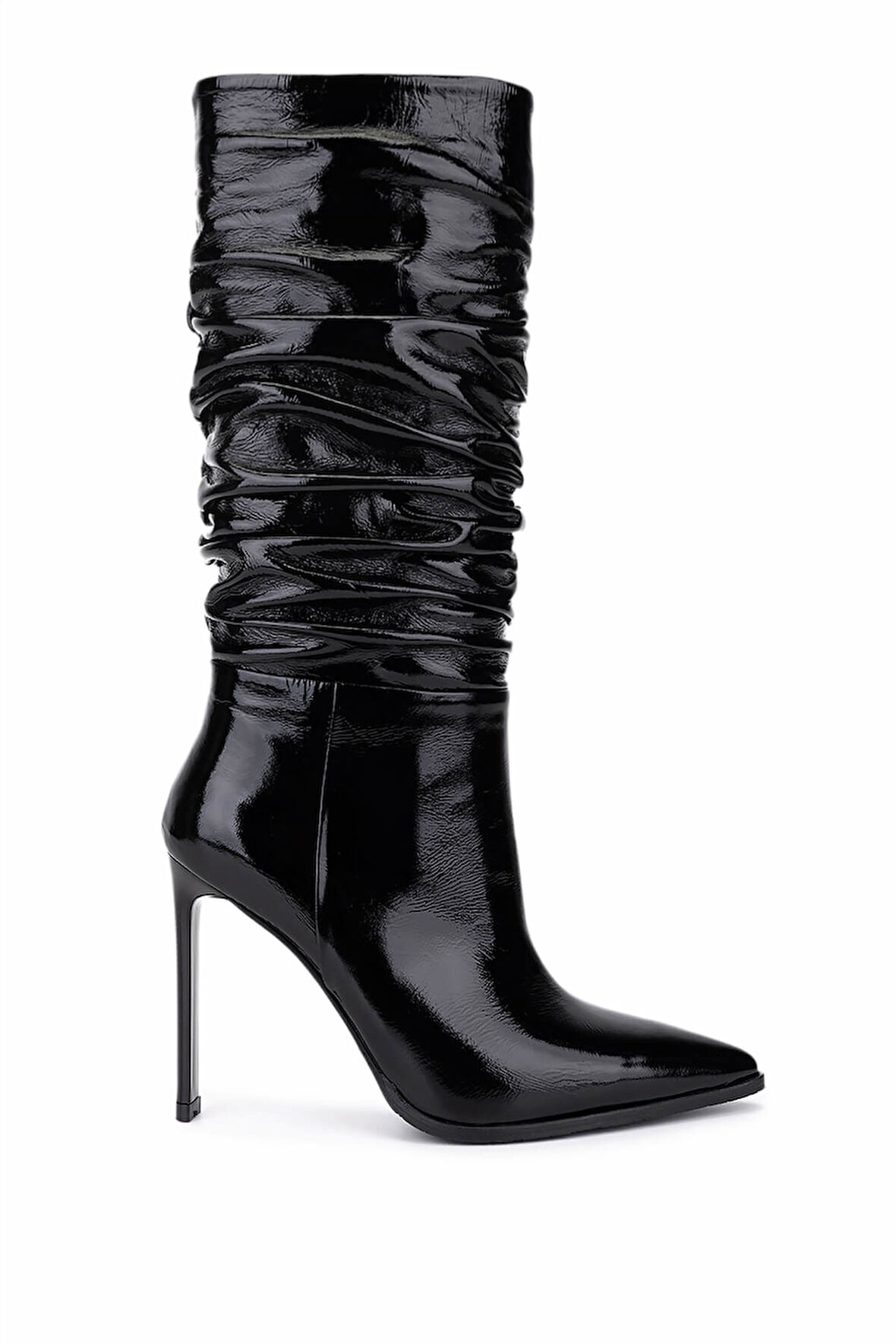 Tamer Tanca Kadın Hakiki Deri Siyah Rugan Topuklu Çizme 1078 26140 BN CZM SK25-26 SIYAH RGN