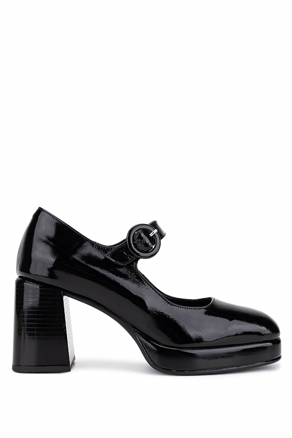 Tamer Tanca Kadın Hakiki Deri Siyah Rugan Topuklu Ayakkabı 1078 25064 BN AYK SK25-26 SIYAH KRSK RGN