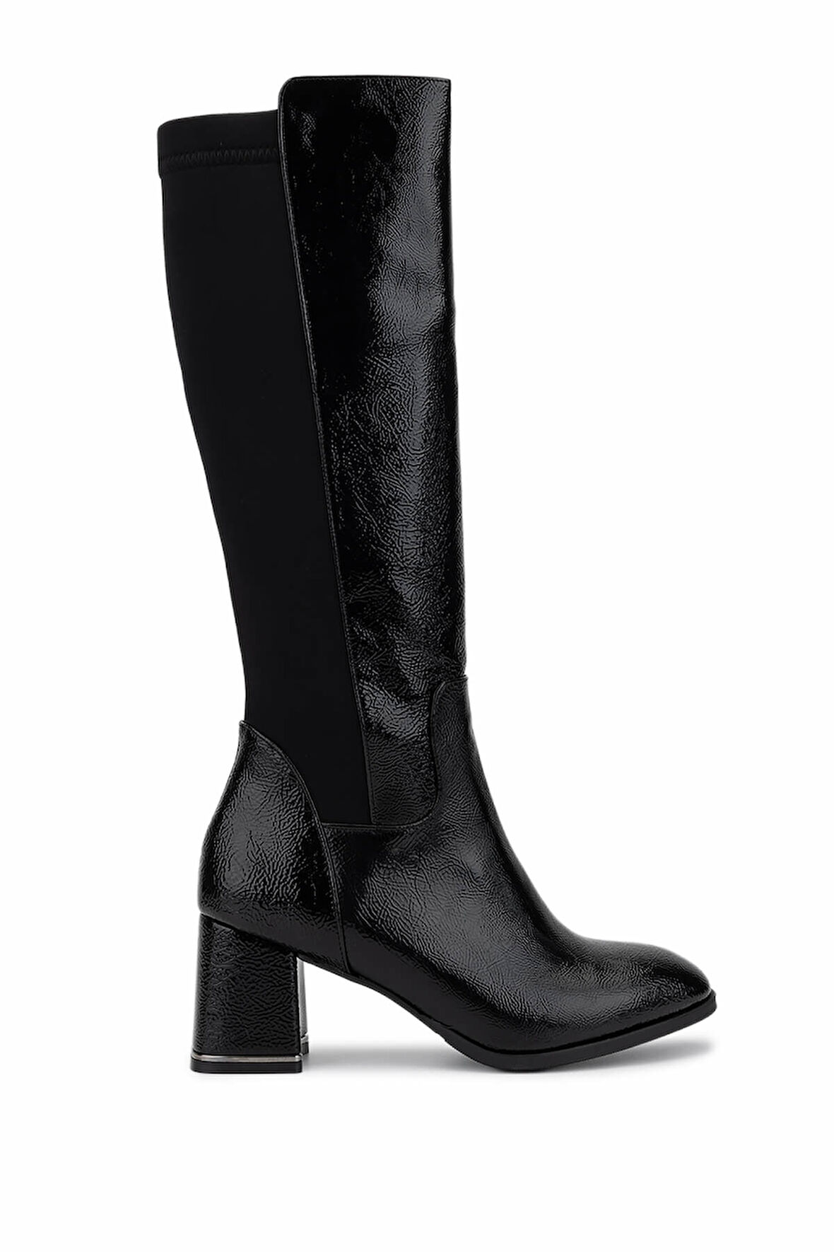 Tamer Tanca Kadın suni Deri Siyah Rugan Topuklu Çizme 889 9201 BN CZM SK25-26 SIYAH KRSK RGN