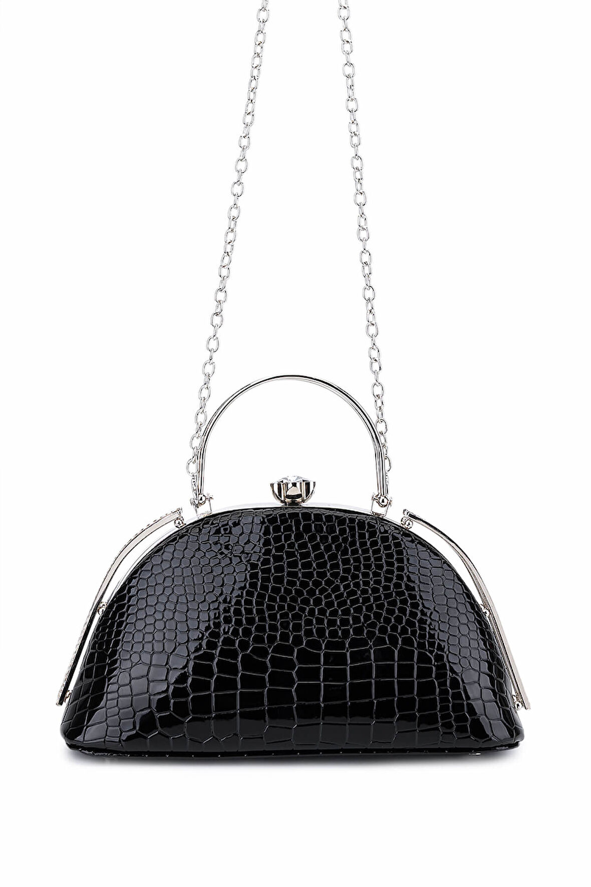 Tamer Tanca Kadın Suni Deri Siyah Rugan Abiye Çanta 1083 031 BN CNT SK25-26 SIYAH FSLY