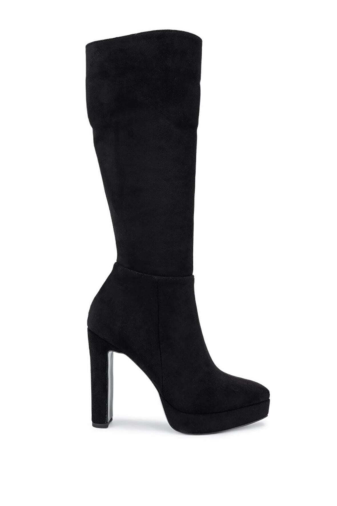 Tamer Tanca Kadın Suni Deri Siyah Süet Topuklu Çizme 1065 606 BN CZM SK25-26 SIYAH SUET