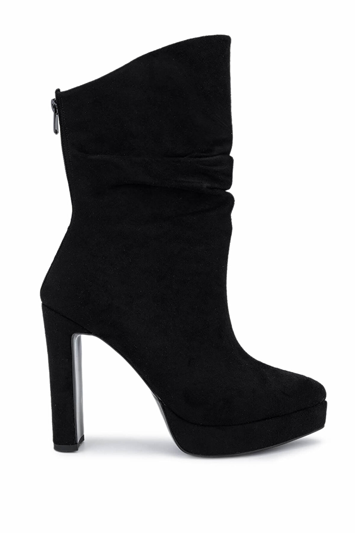 Tamer Tanca Kadın Suni Deri Siyah Süet Topuklu Bot 1065 605 BN BOT SK25-26 SIYAH SUET