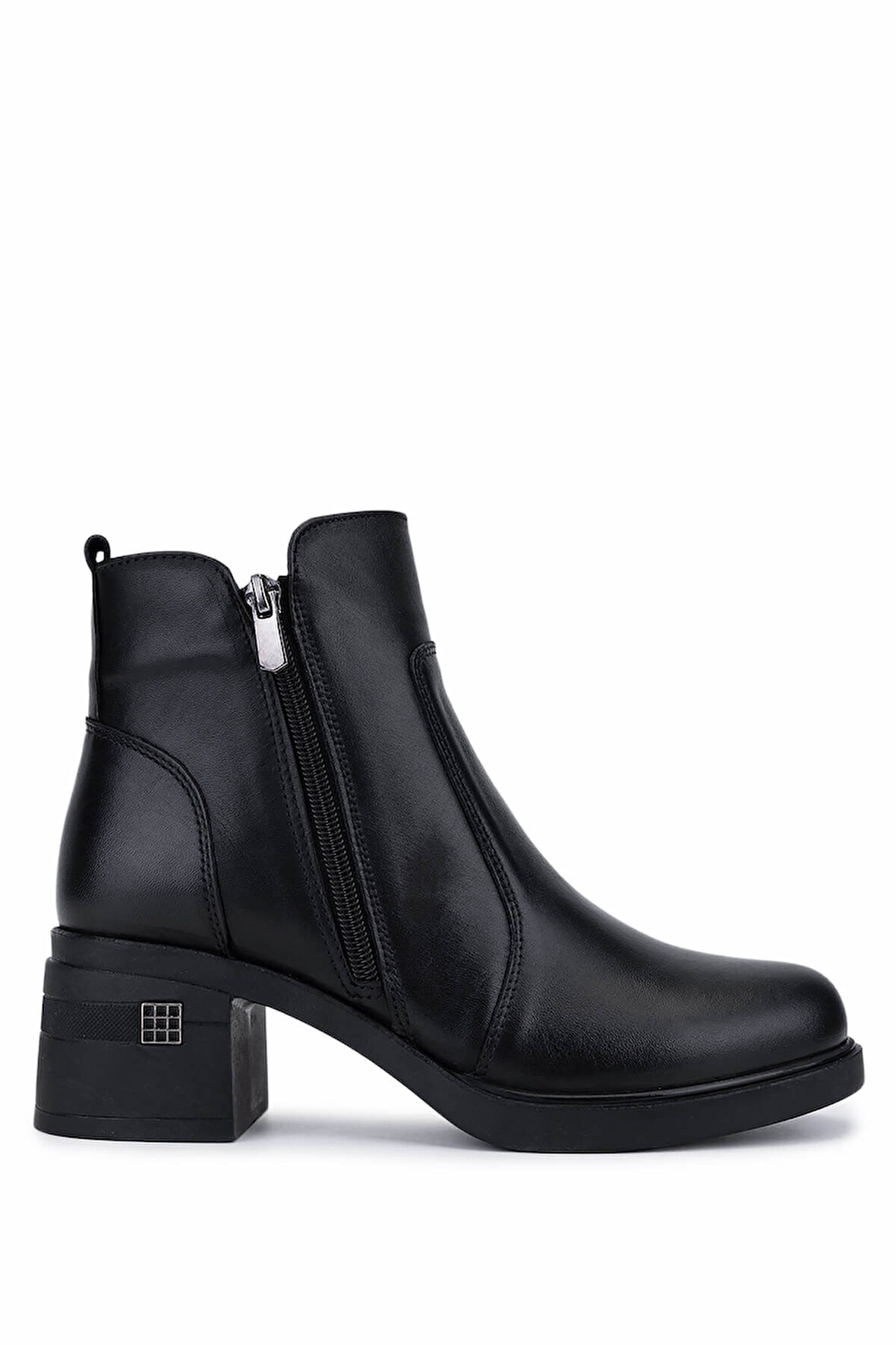 Tamer Tanca Kadın Hakiki Deri Siyah Deri Topuklu Bot 1065 2700 BN BOT SK25-26 SIYAH DR