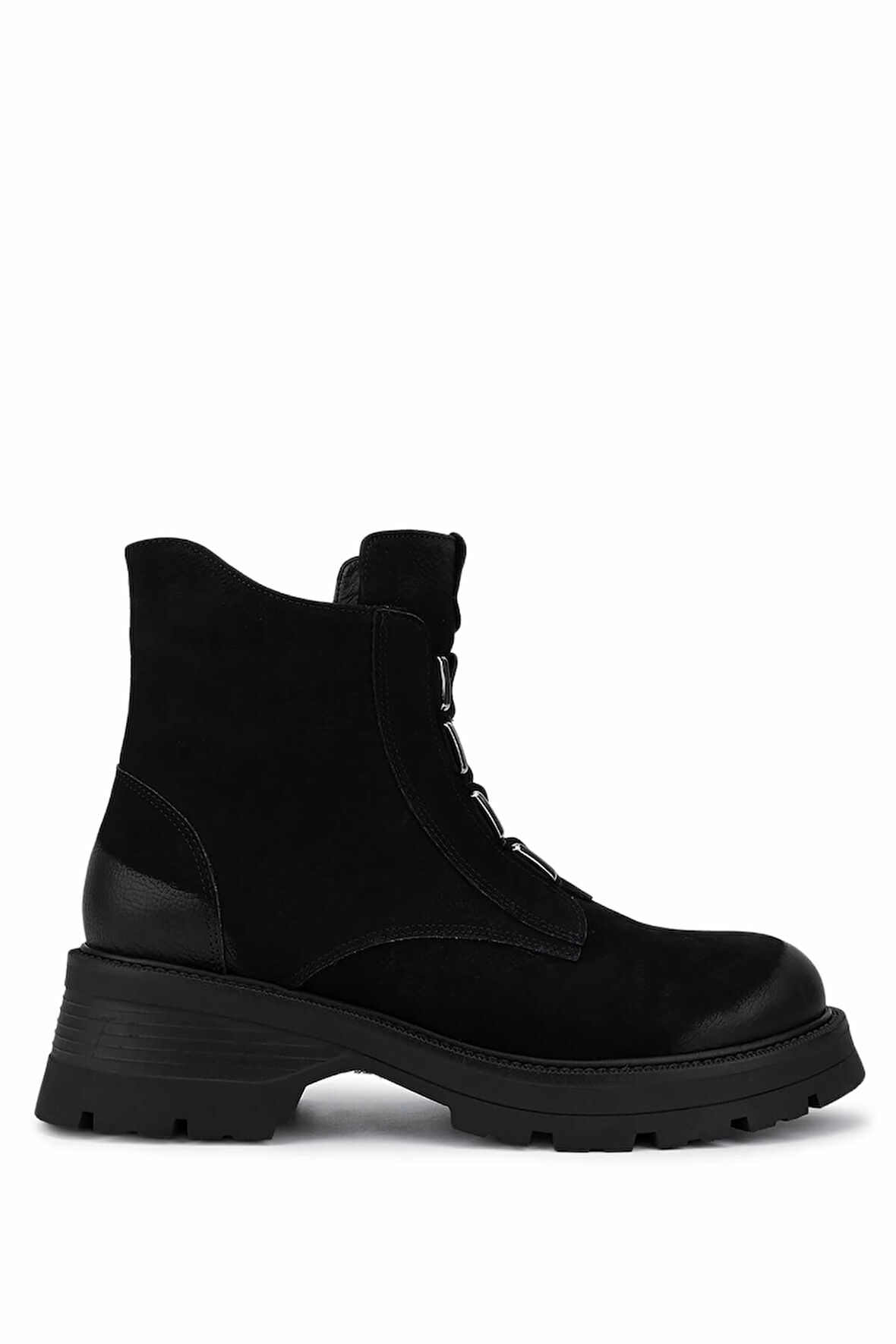 Tamer Tanca Kadın Hakiki Deri Siyah Nubuk Topuklu Bot 1065 3010 BN BOT SK25-26 SIYAH NBK