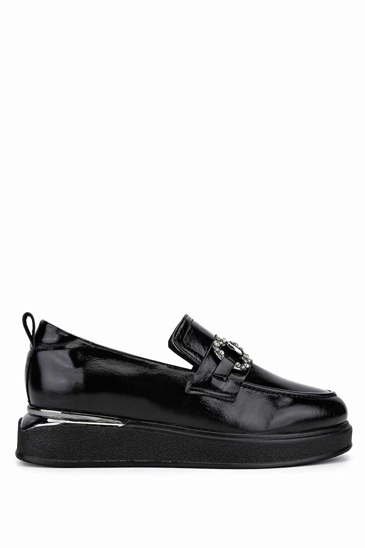 Tamer Tanca Kadın Hakiki Deri Siyah Rugan Loafer Ayakkabı 322 2451401 BN AYK SK25-26 SIYAH KRSK RGN