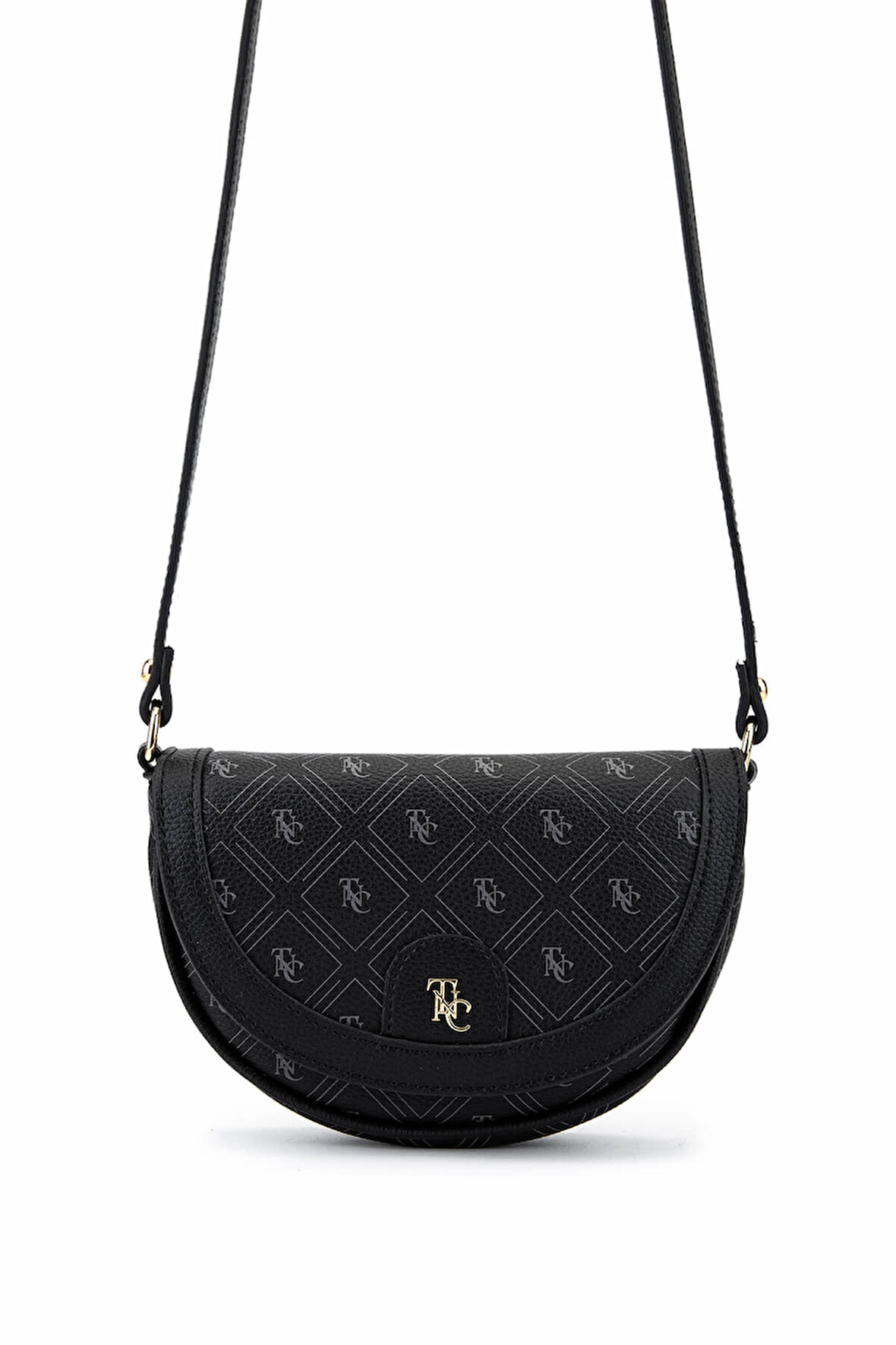 Tamer Tanca Kadın Suni Deri Siyah Desen Postacı Çanta 743 2338 BN CNT SK25-26 SIYAH GFRJ