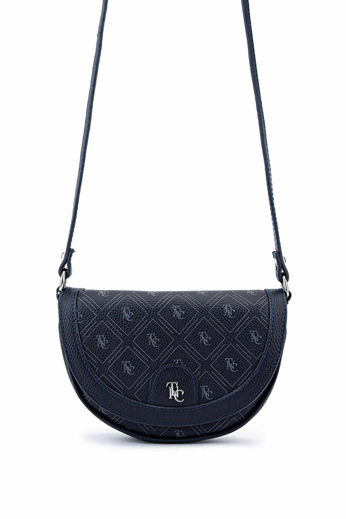 Tamer Tanca Kadın Suni Deri Lacivert Desen Postacı Çanta 743 2338 BN CNT SK25-26 LACI GFRJ