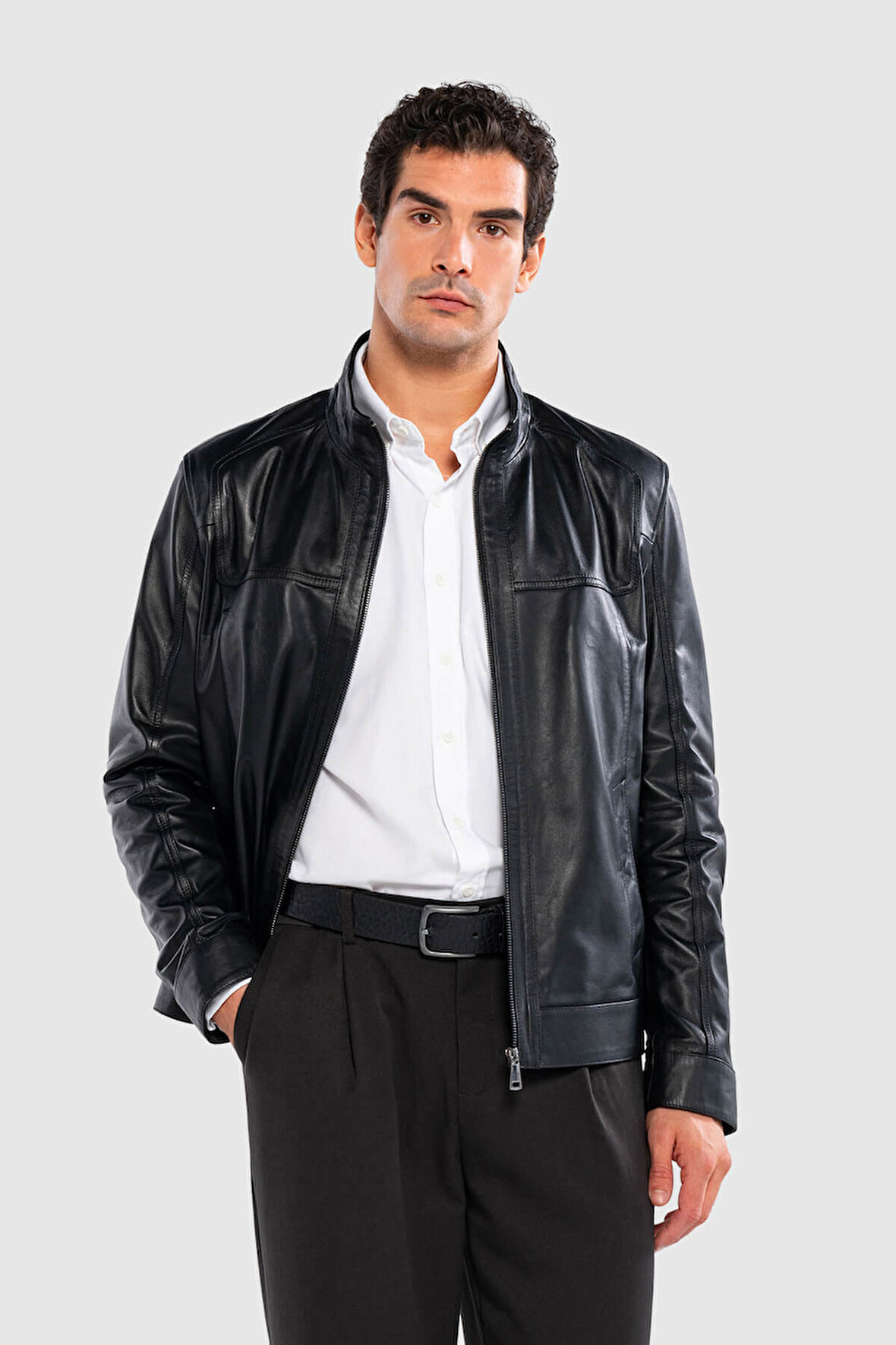 Tamer Tanca Erkek Hakiki Deri Siyah Deri Mont 415 K-133 ERK DERI MONT SIYAH ZIG