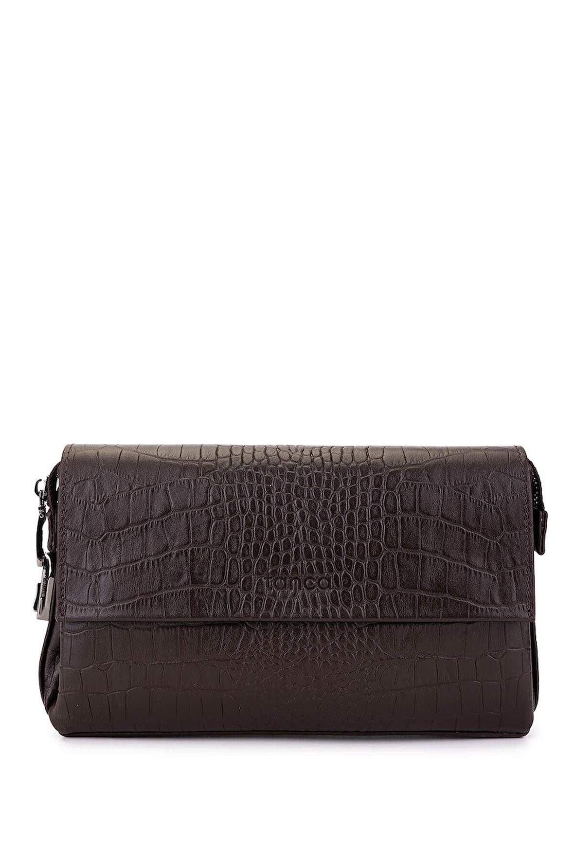 Tamer Tanca Erkek Hakiki Deri Kahverengi Kroko El Çantası 147 899 ERK CNT SK25-26 KAHVE KROKO