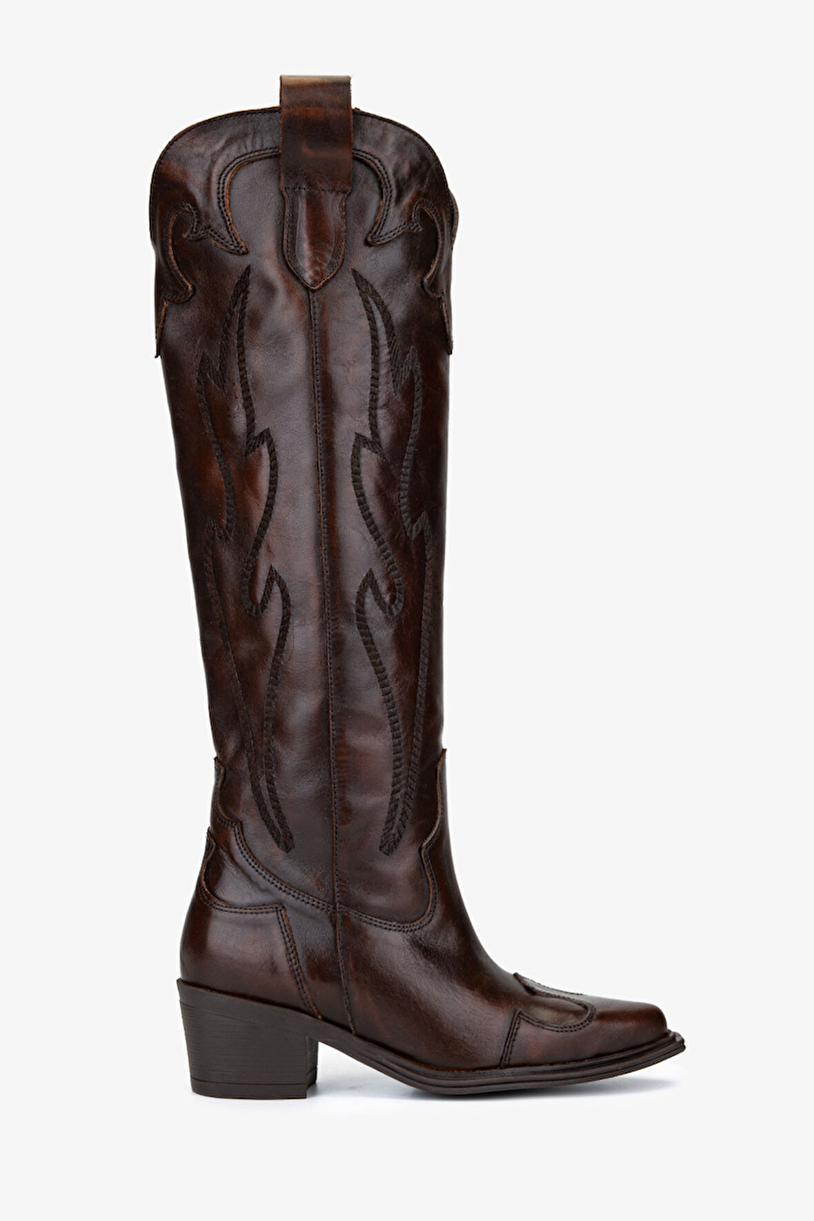 Valmenti Kadın Hakiki Deri Kahverengi Western Çizme 35 9404 BN CZM SK25-26 KAHVE ATLAS