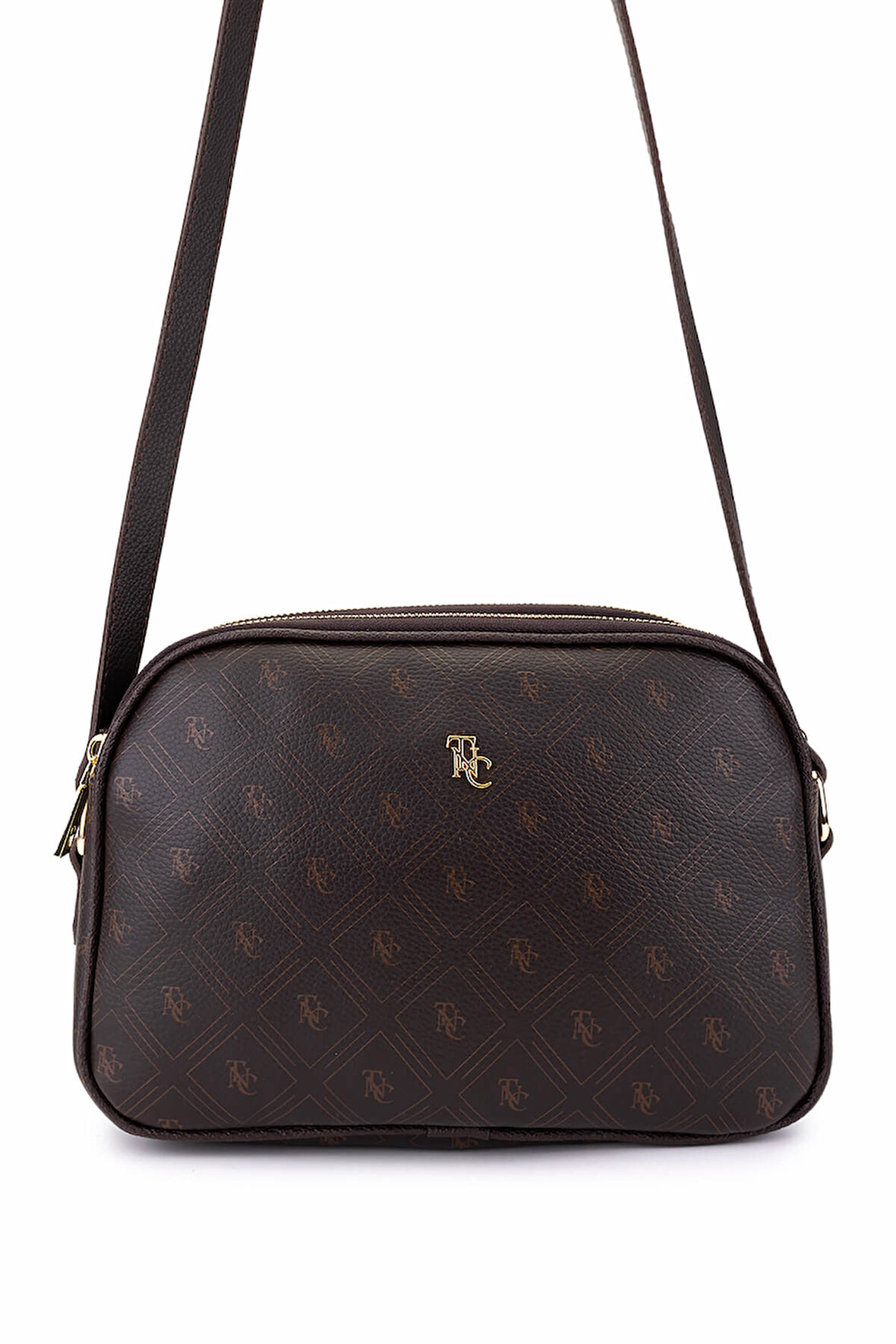 Tamer Tanca Kadın Suni Deri Kahverengi Desen Postacı Çanta 743 2346 BN CNT SK25-26 KAHVE GFRJ