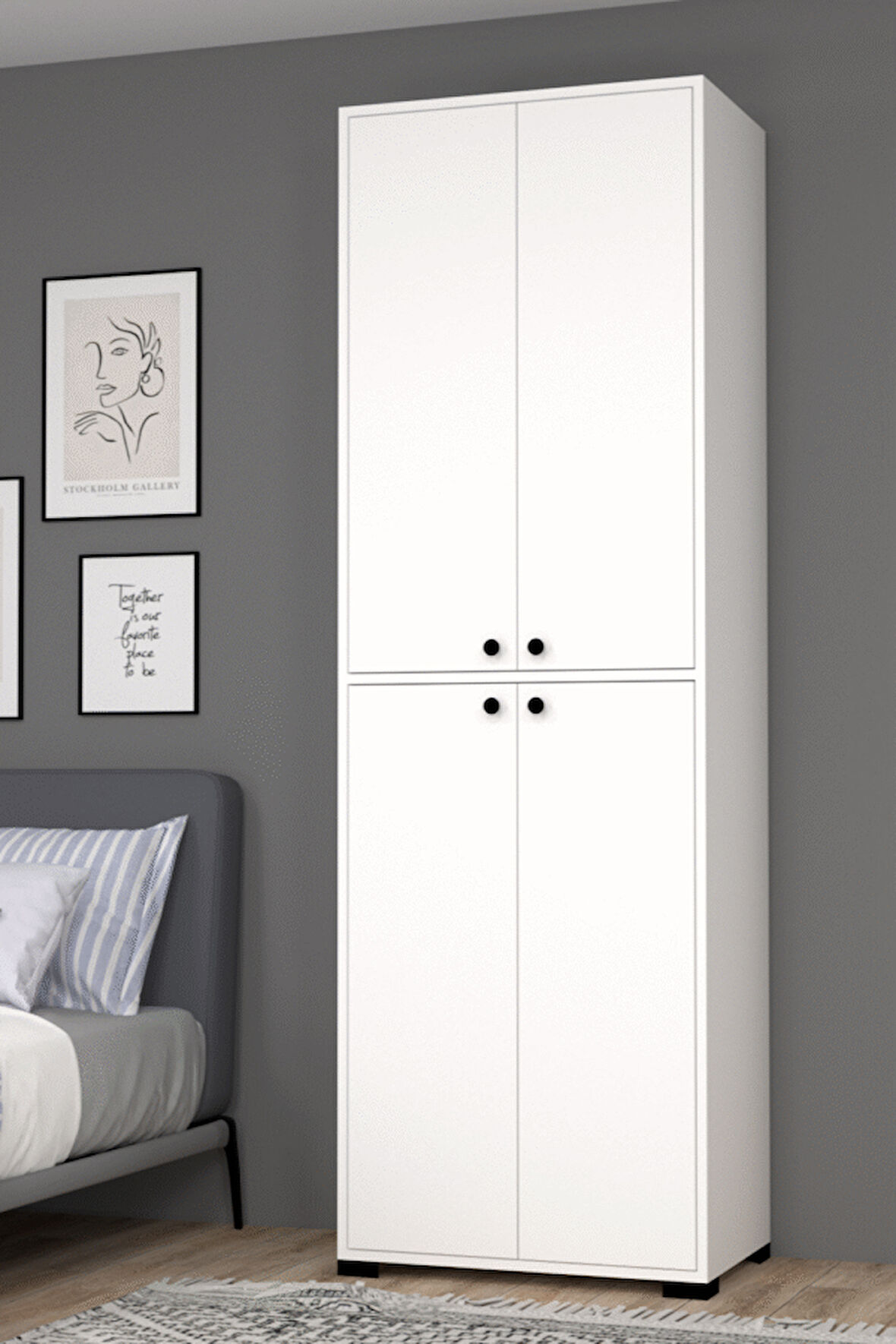 Bükreş No.3 3 Raflı Askılı Genç Odası Dolabı