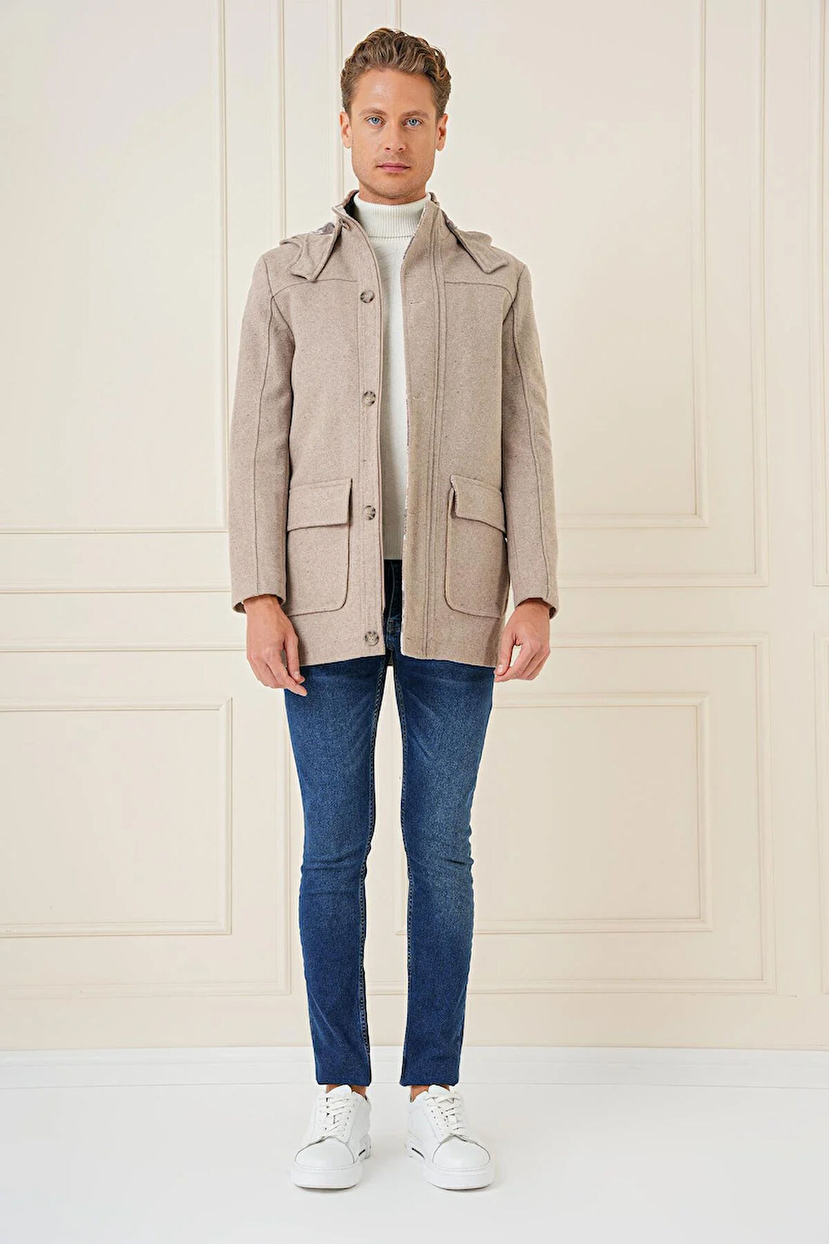 KA 083 Slim Fit Bej Spor Kaban