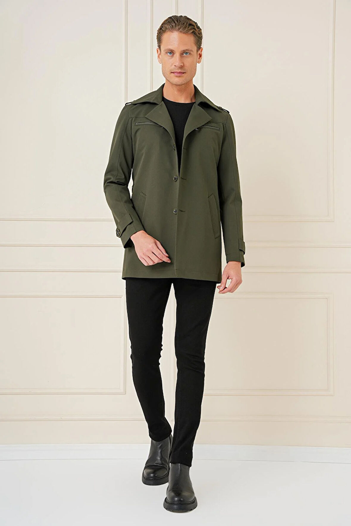 KA 086 Slim Fit Haki Spor Kaban