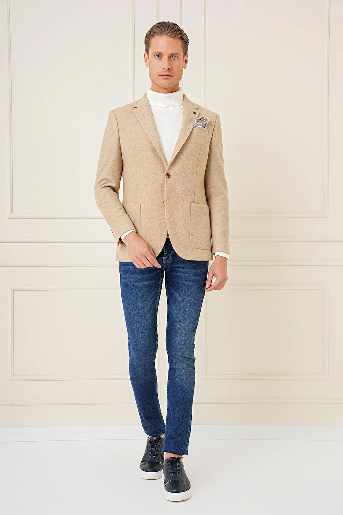 C 689 Slim Fit Bej Spor Ceket