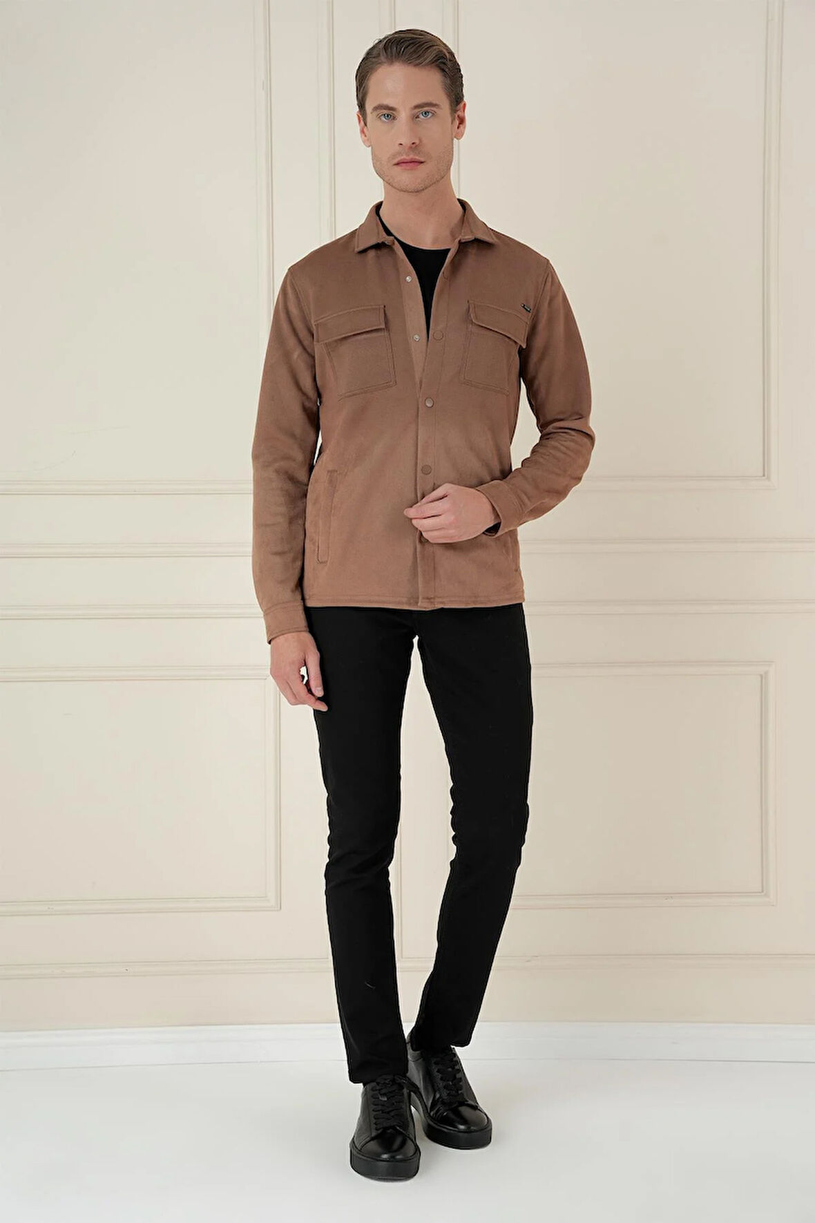 G 1578 Slim Fit Camel Klasik Gömlek