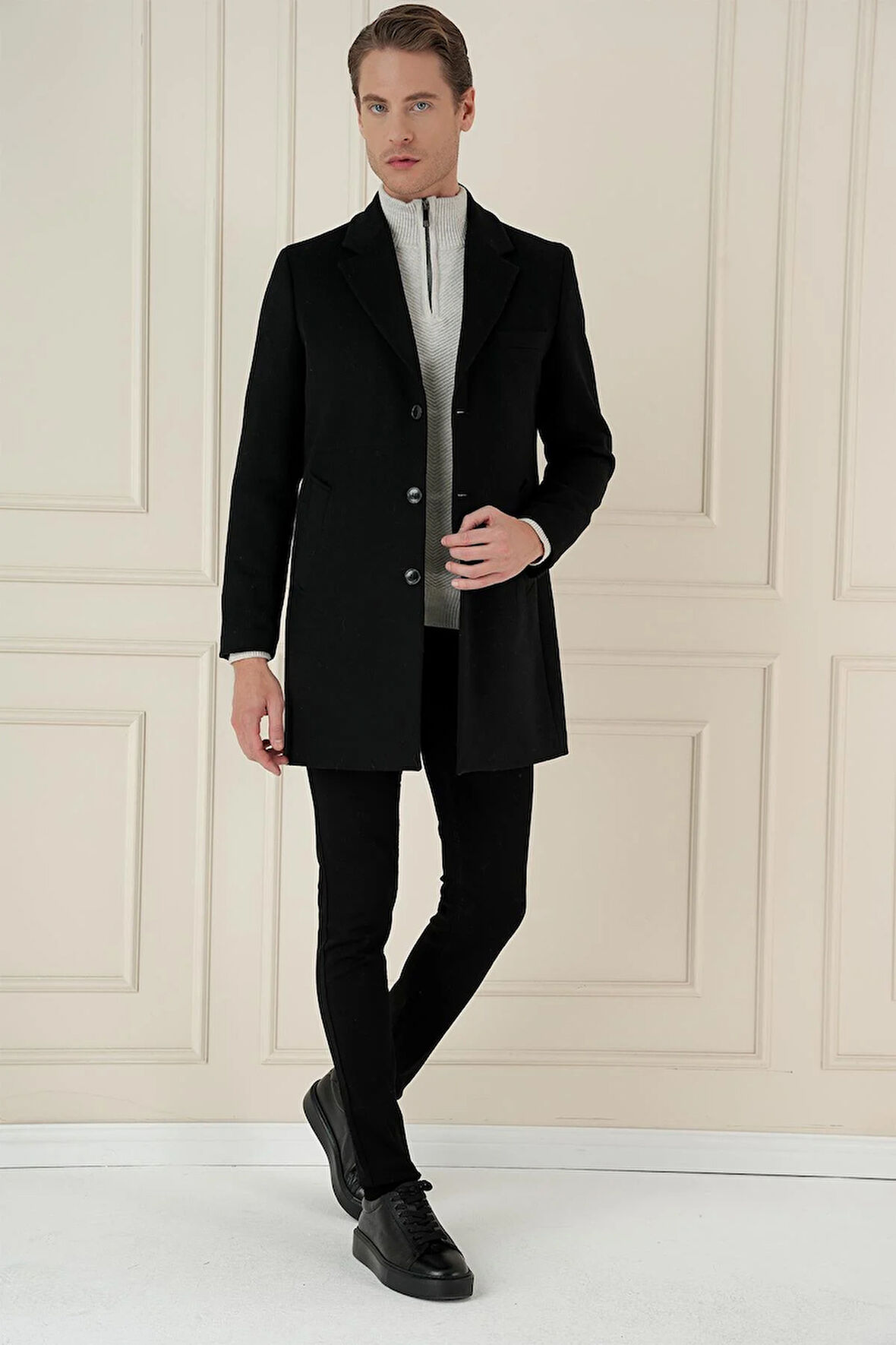 PLT 084 Siyah Klasik Palto