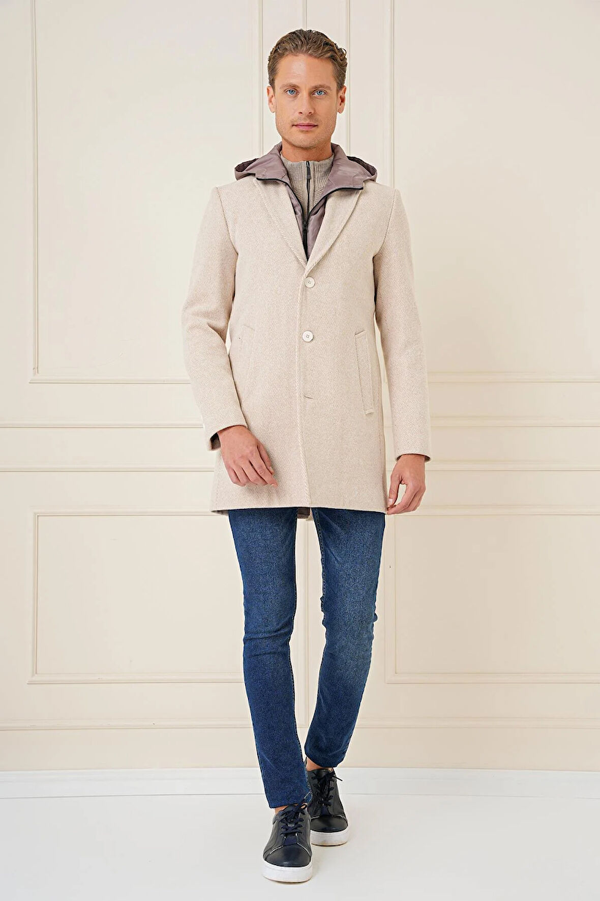 KA 089 Slim Fit Bej Spor Kaban