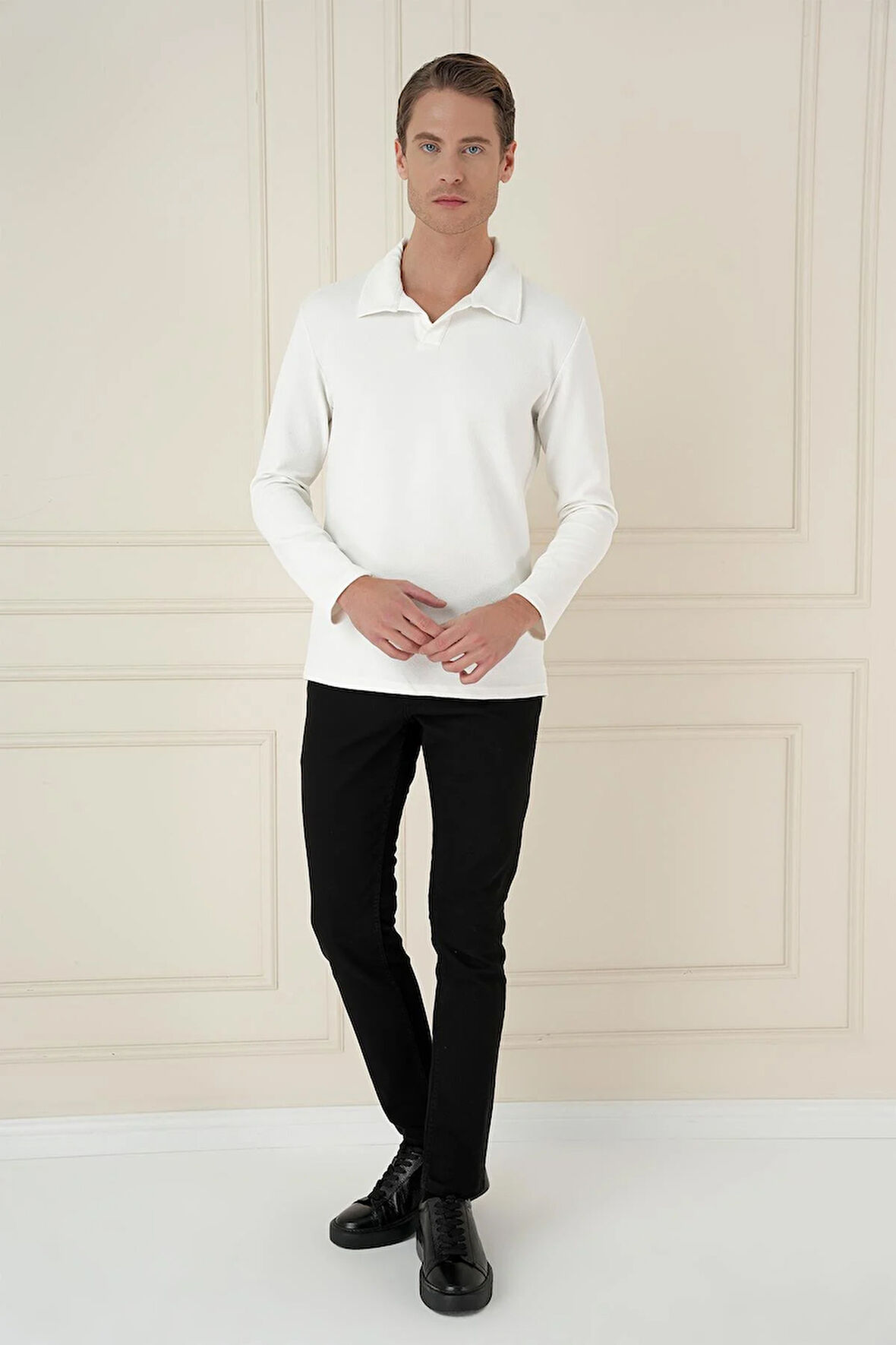 TS 890 Slim Fit Ekru Spor T-Shirt