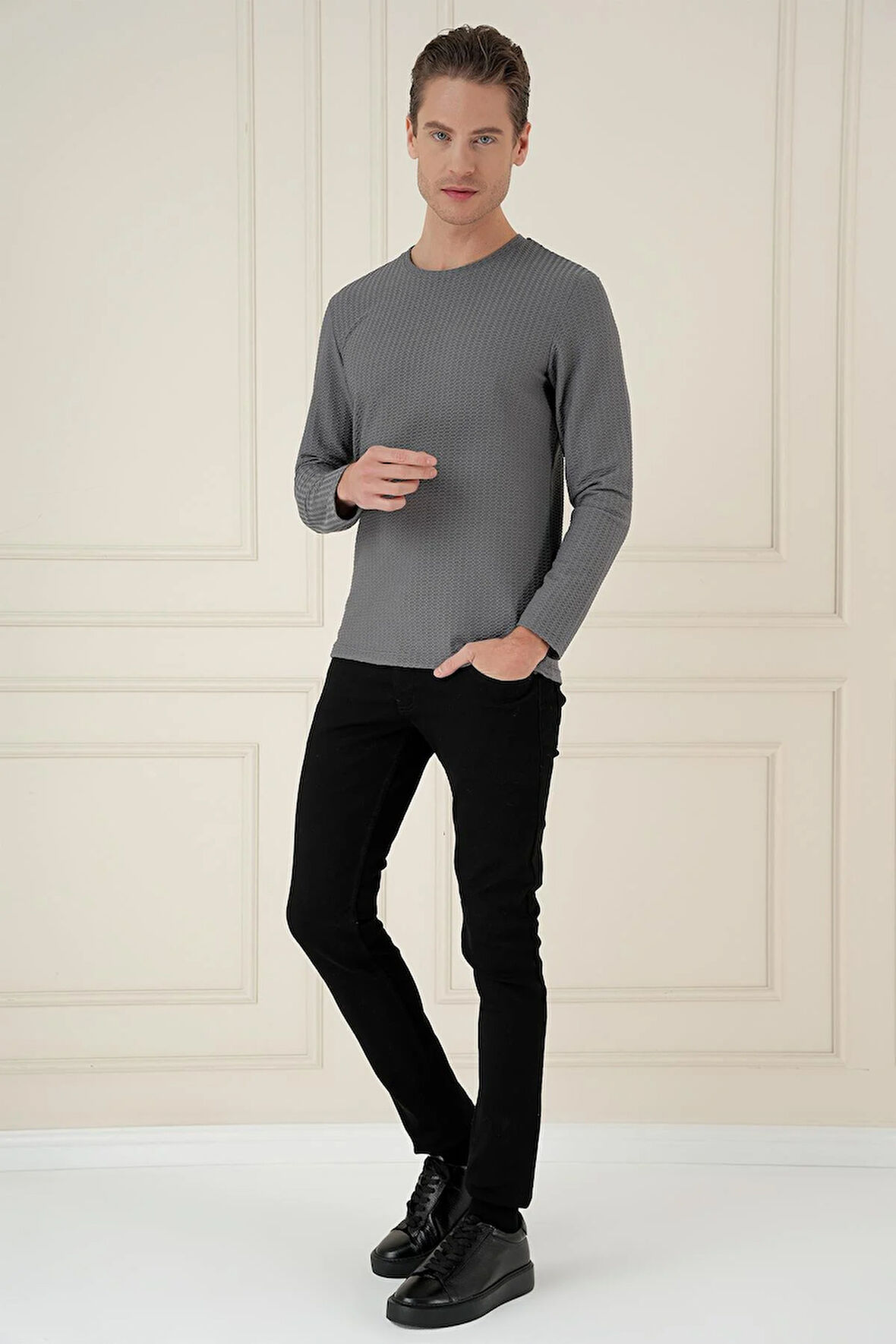TS 891 Slim Fit Gri Spor T-Shirt