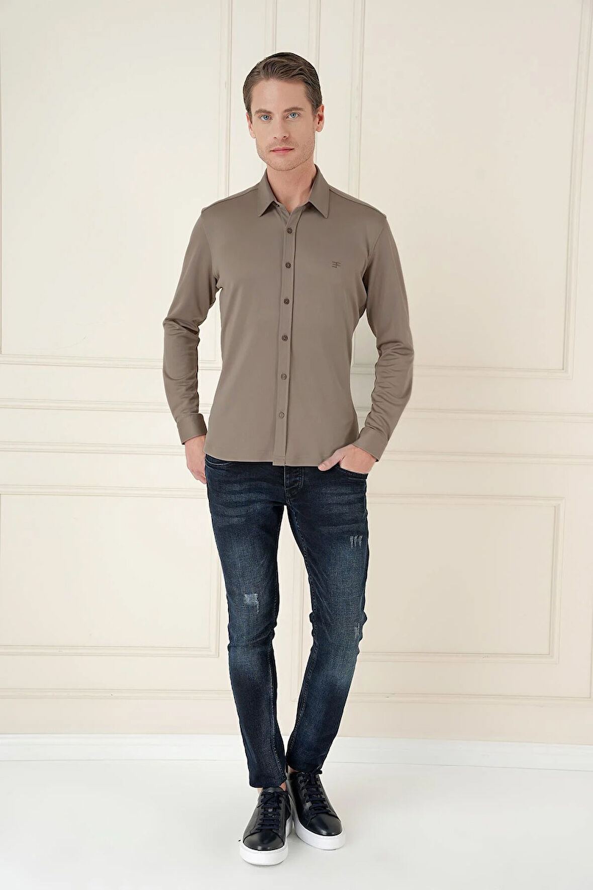 G 1580 Slim Fit Vizon Klasik Gömlek