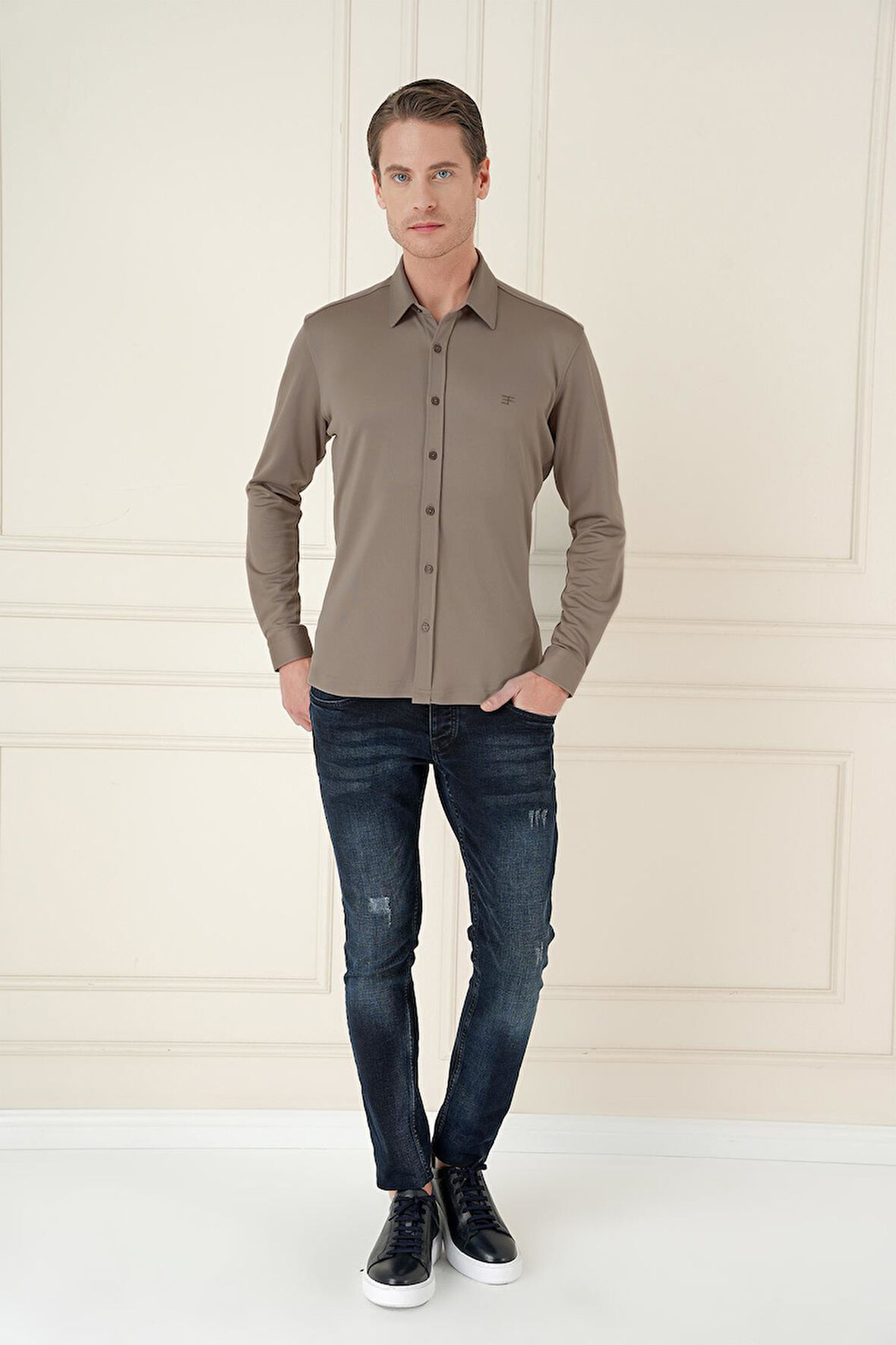 G 1580 Slim Fit Vizon Klasik Gömlek