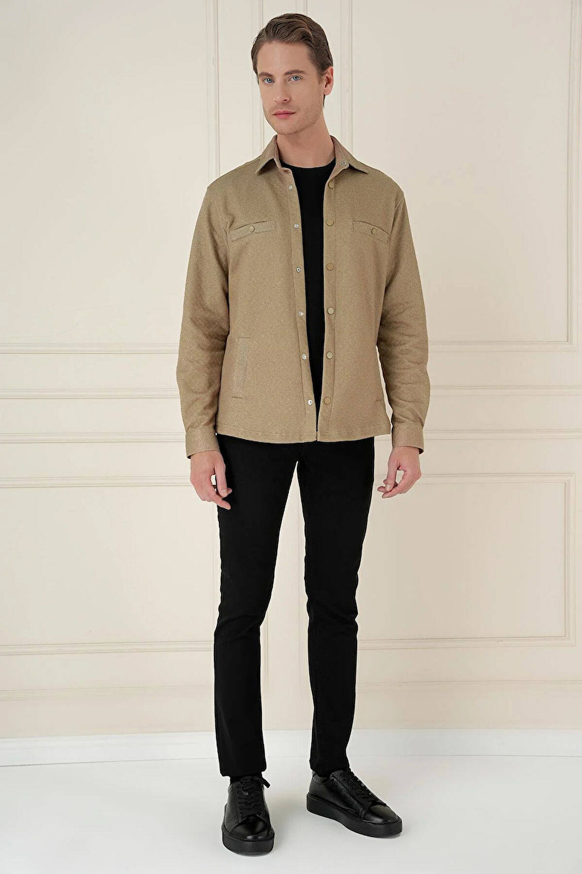 G 1581 Slim Fit Camel Klasik Gömlek