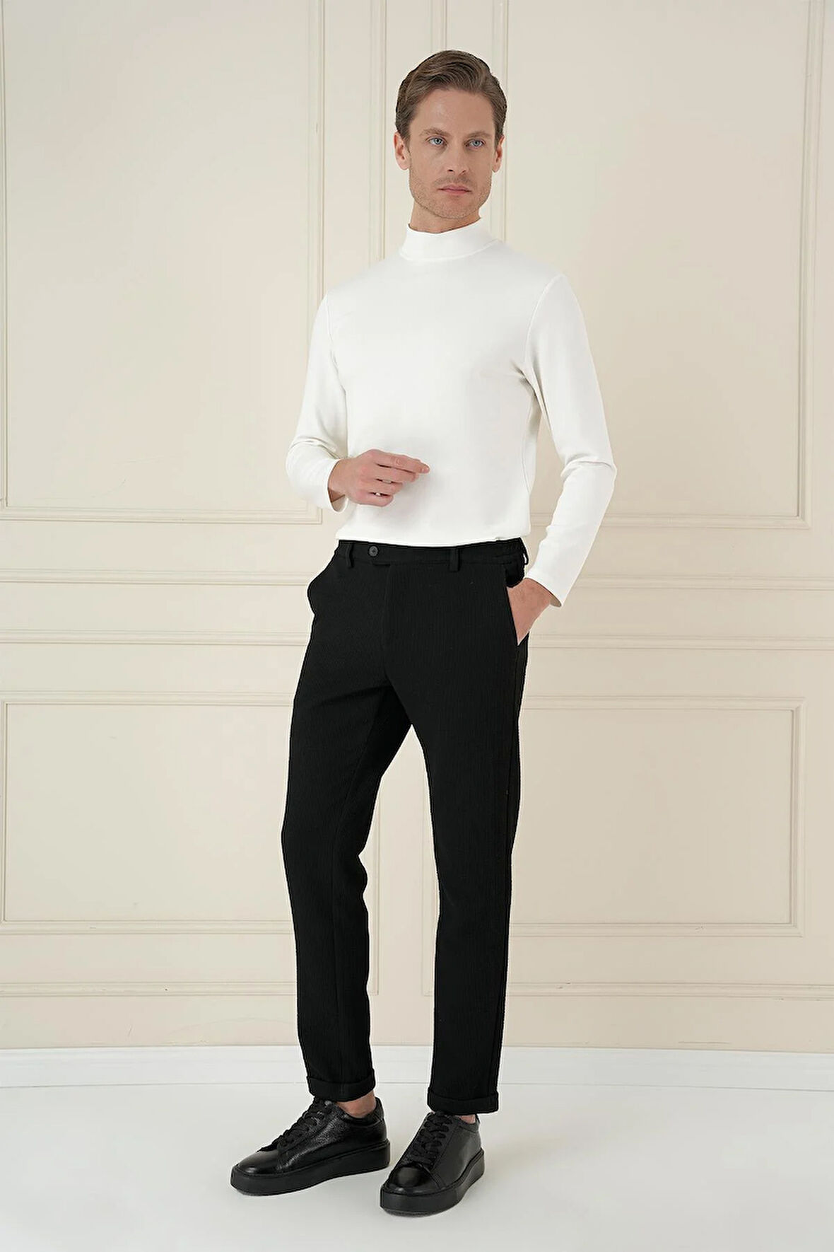 P 1166 Slim Fit Siyah Klasik Pantolon