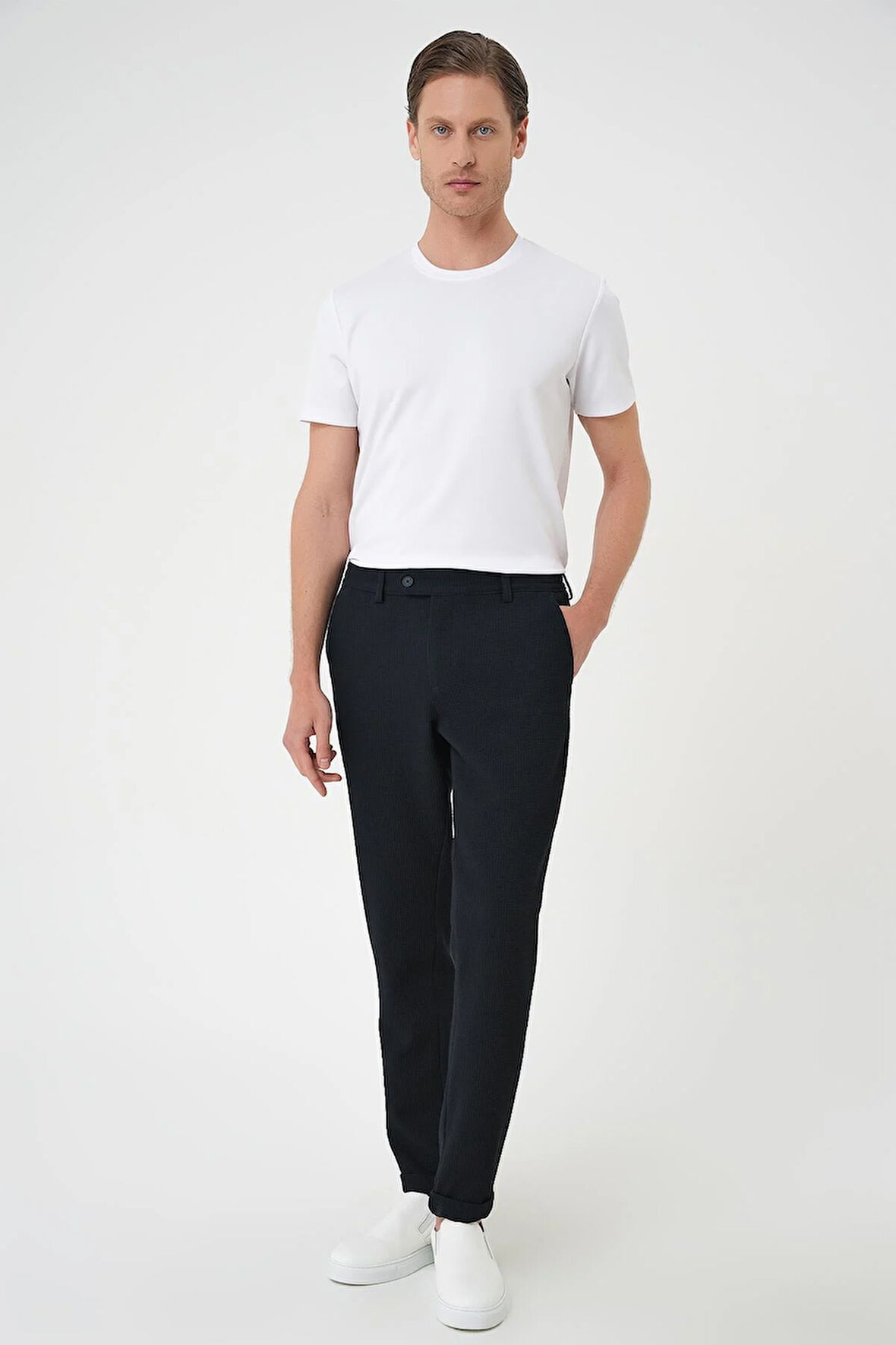 P 1166 Slim Fit Lacivert Klasik Pantolon