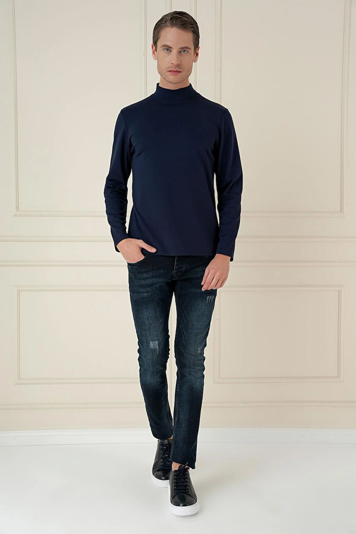 TS 894 Slim Fit Lacivert Spor T-Shirt