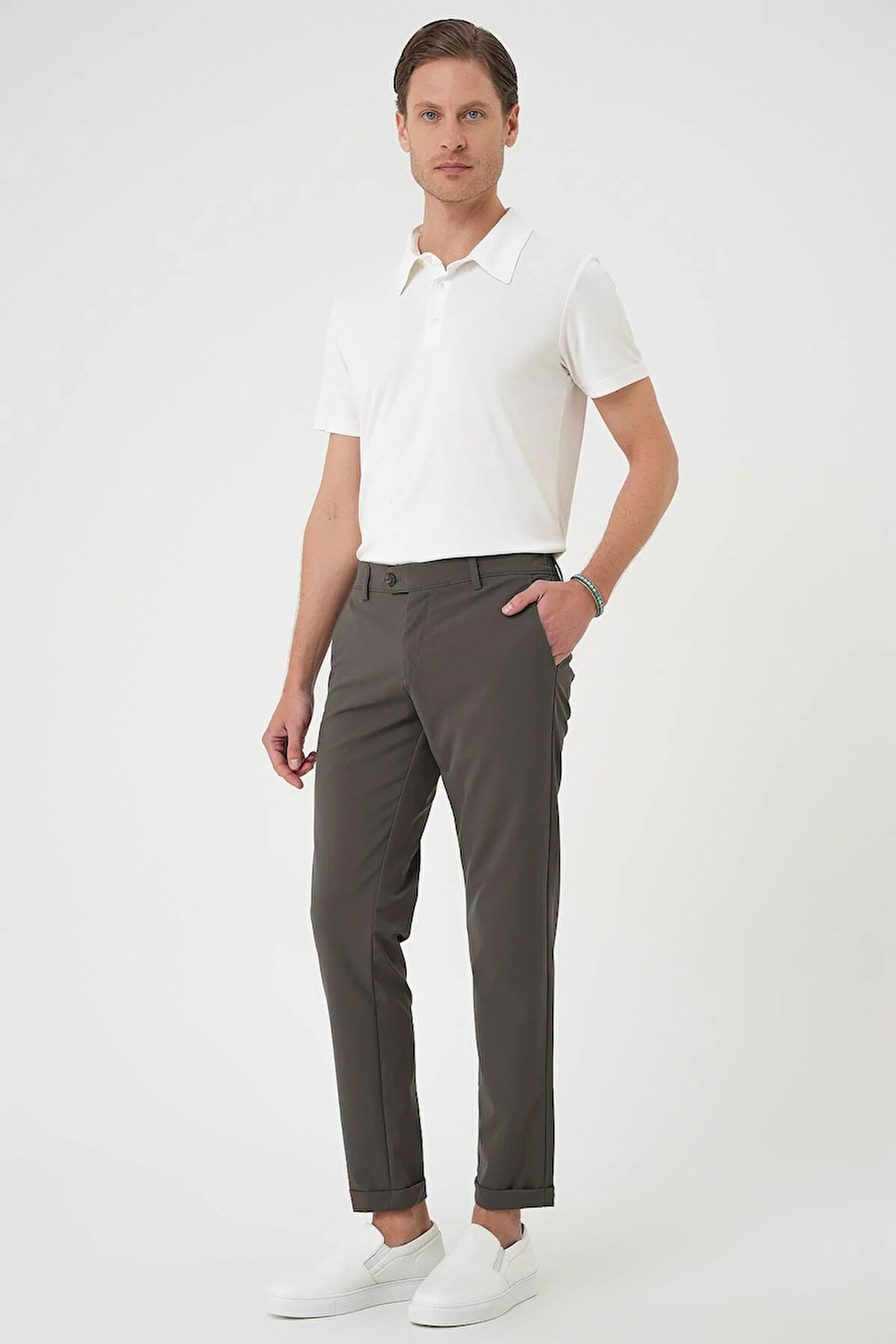 P 1150 Comfort Fit Beli Lastikli Yan Cep Haki Jogger Pantolon