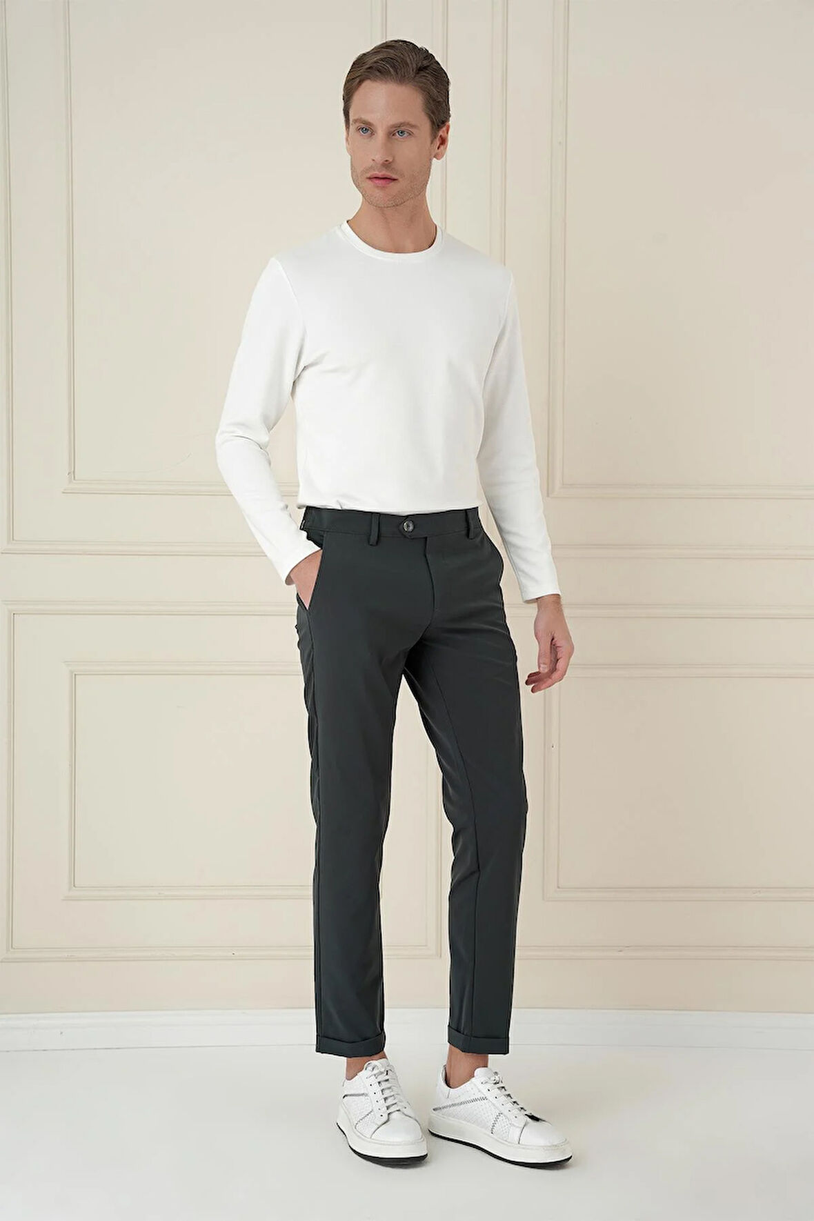 P 1150 Comfort Fit Beli Lastikli Yan Cep Nefti Jogger Pantolon