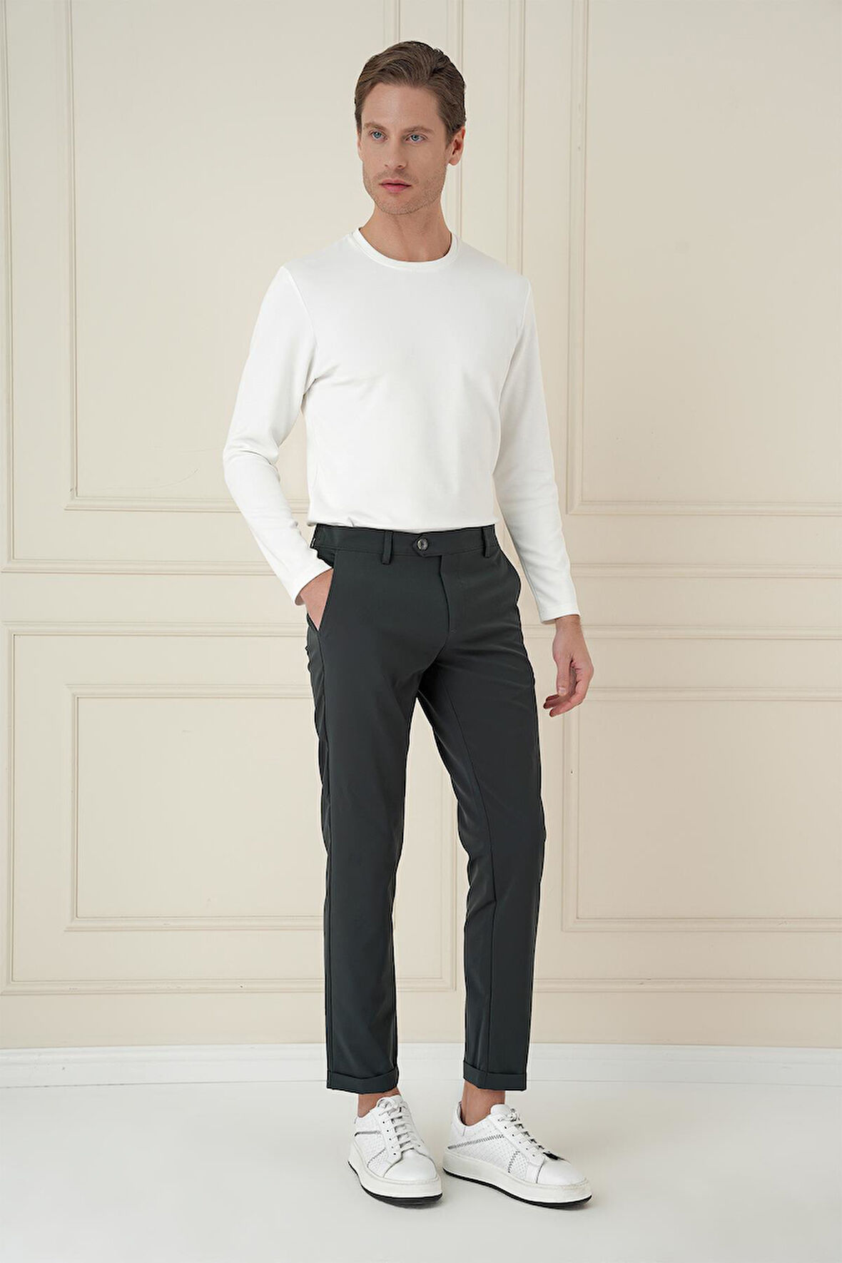 P 1150 Comfort Fit Beli Lastikli Yan Cep Nefti Jogger Pantolon