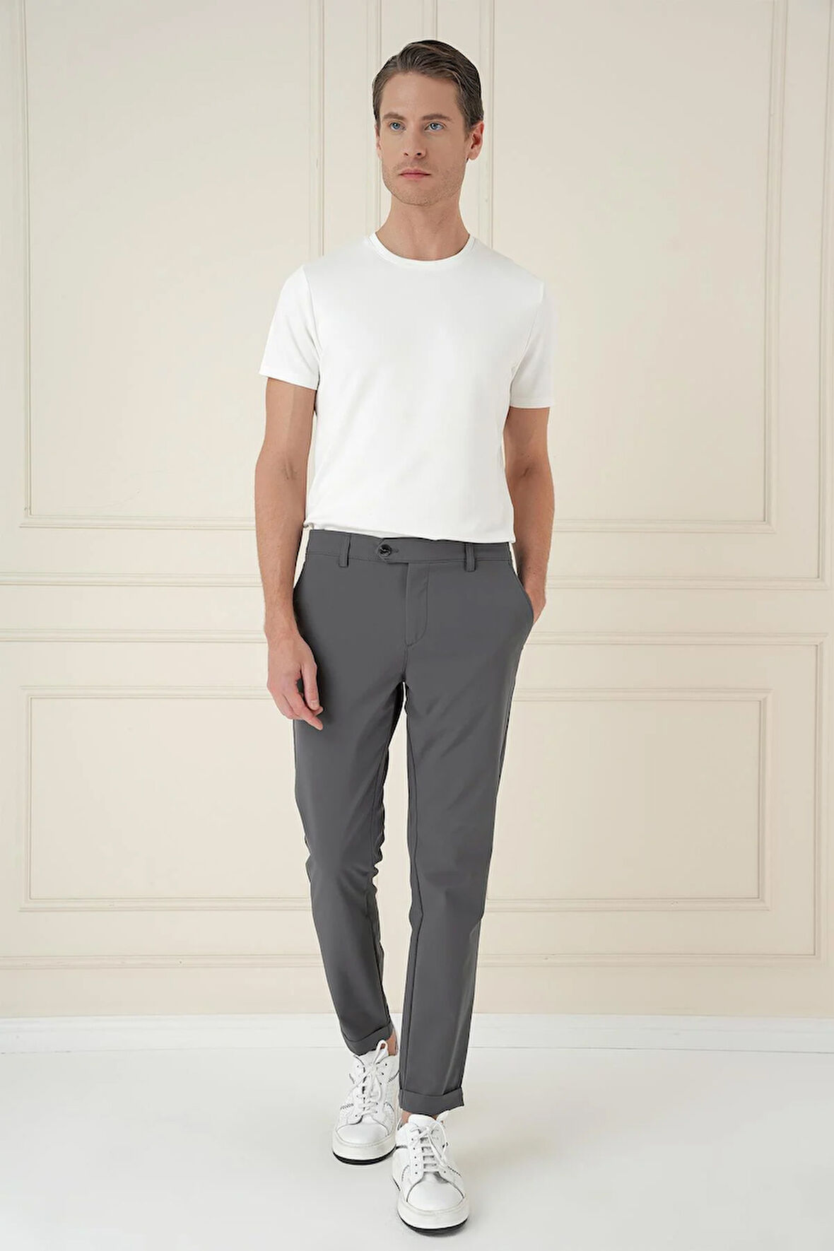 P 1150 Comfort Fit Beli Lastikli Yan Cep Füme Jogger Pantolon