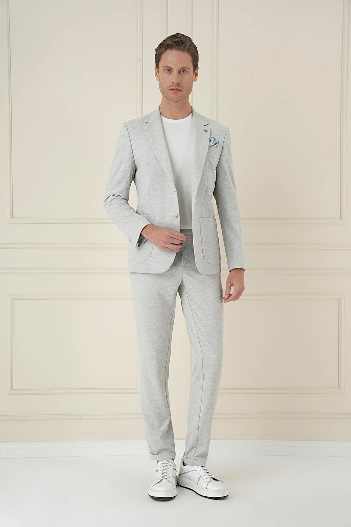 C 698 Comfort Fit Mono Yaka Çift Yırtmaç Torba Cep Casual Taş Ceket