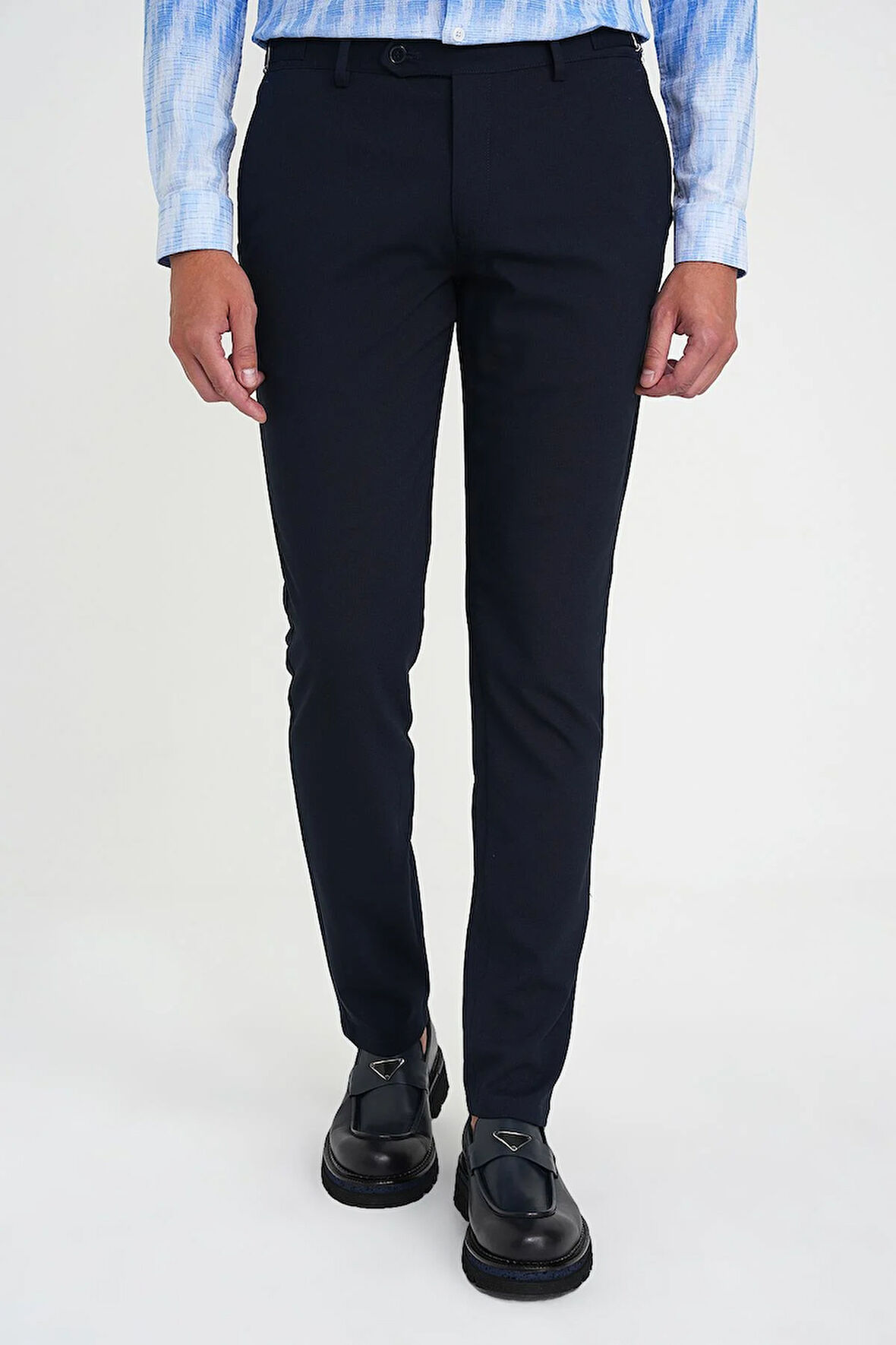 Comfort Fit Beli Lastikli Yandan Tokalı Esnek Lacivert Jogger Pantolon P 1178