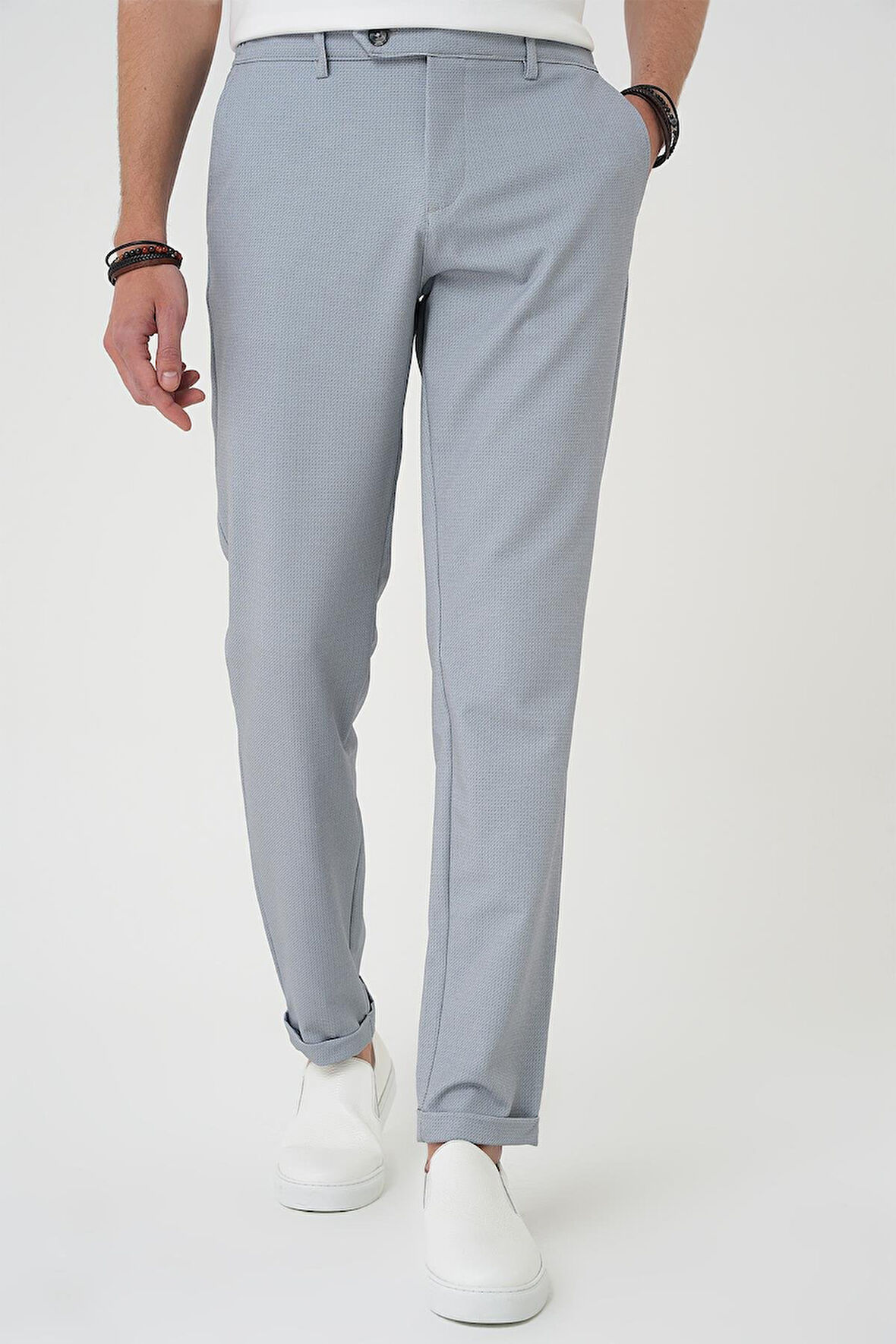 Comfort Fit Beli Lastikli Gri Jogger Pantolon  P 1181