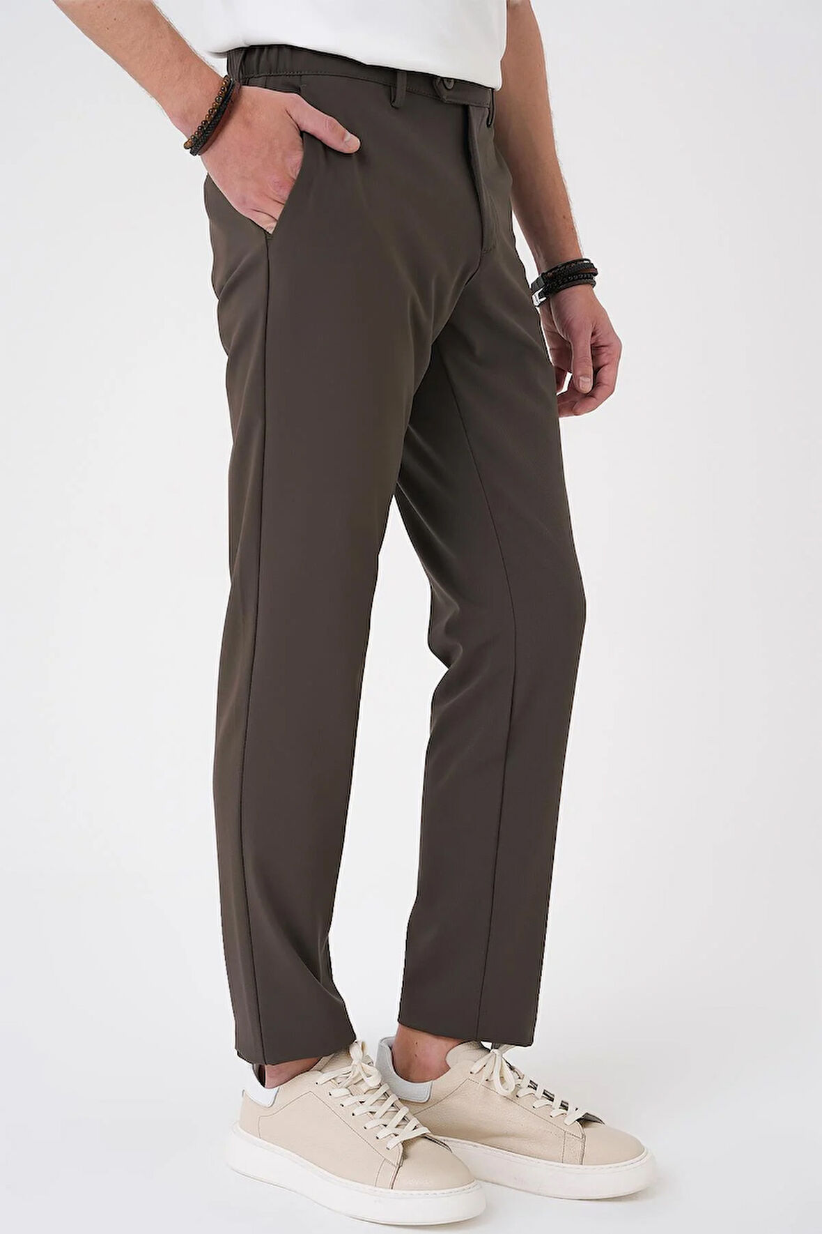 Comfort Fit Beli Lastikli Toprak Jogger Pantolon  P 1184