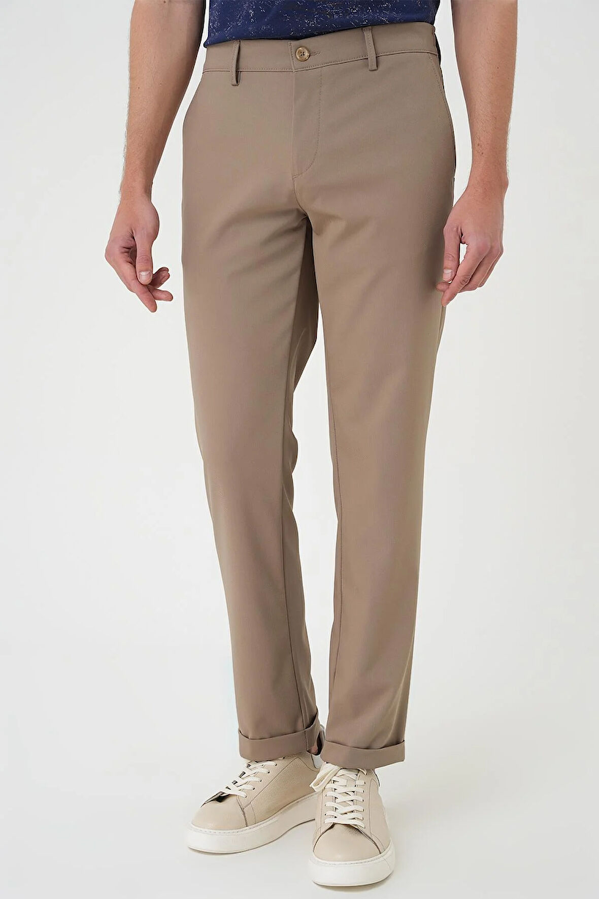 Comfort Fit Beli Lastikli Bej Jogger Pantolon  P 1185