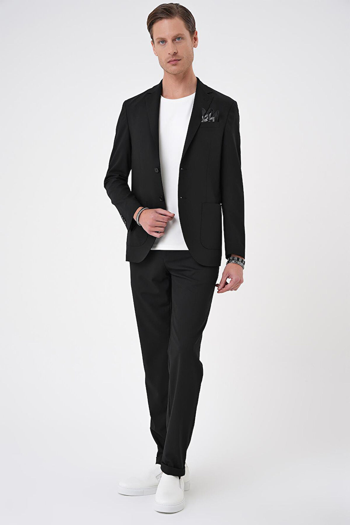 C 707 Comfort Fit Mono Yaka Torba Cep Casual Siyah Ceket