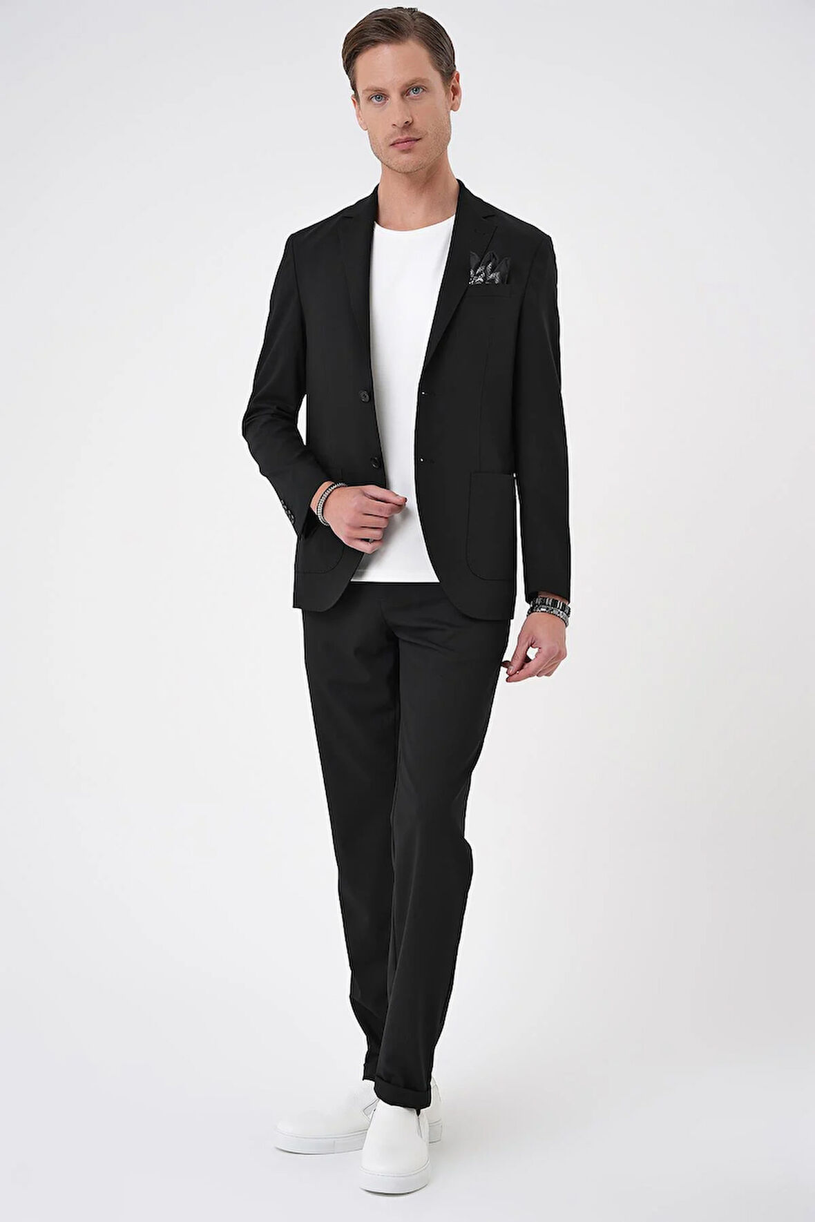 C 707 Comfort Fit Mono Yaka Torba Cep Casual Siyah Ceket