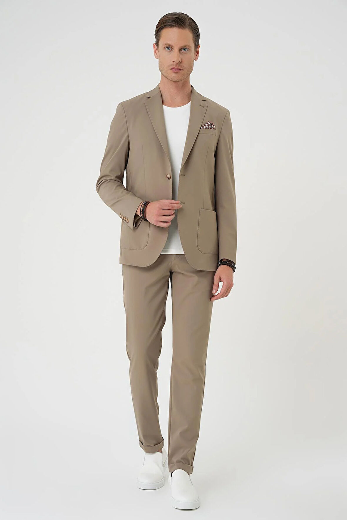 C 707 Comfort Fit Mono Yaka Torba Cep Casual Bej Ceket