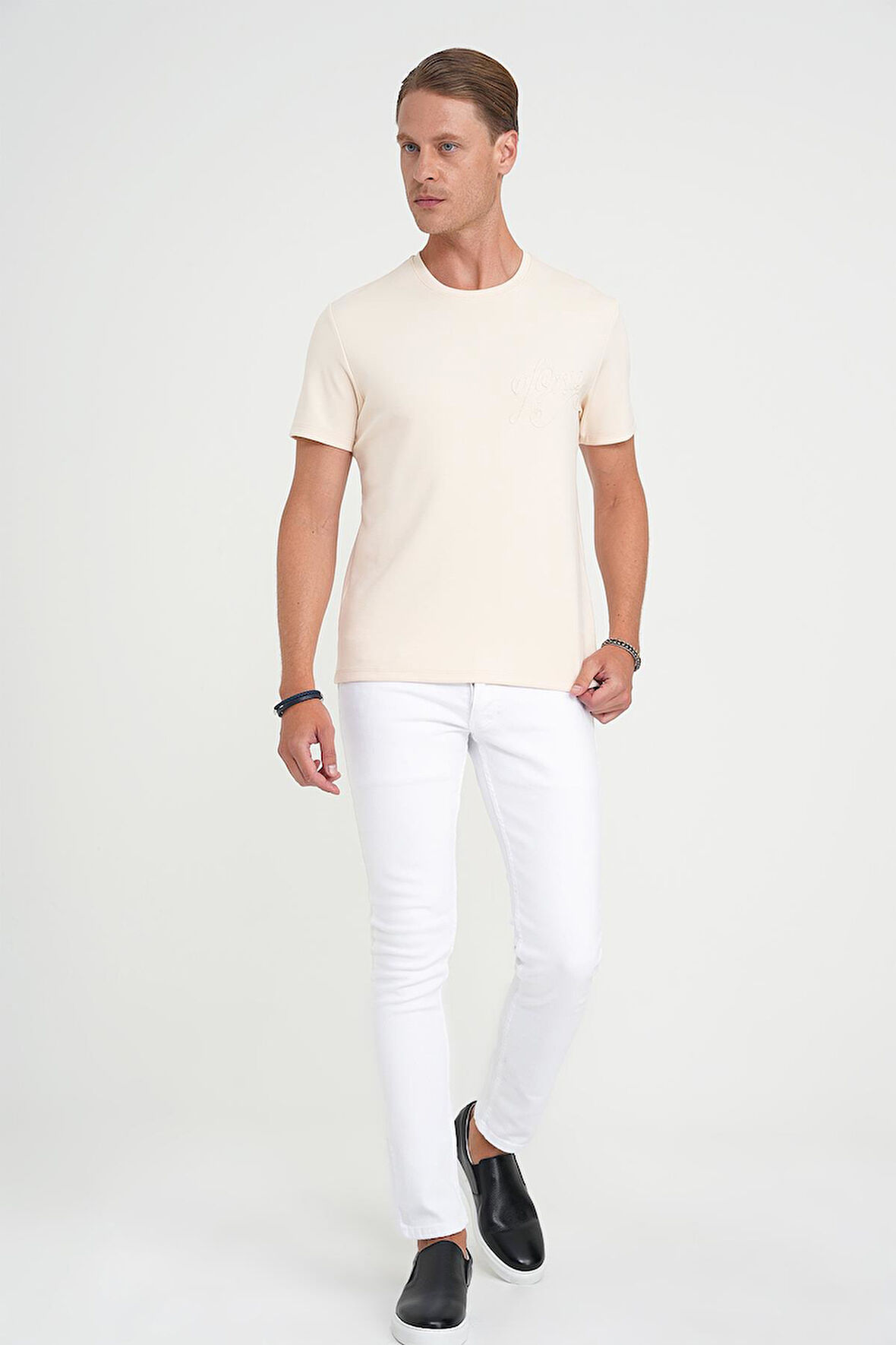 Slim Fit Beş Cep Likralı Beyaz Jean Pantolon Denim 134